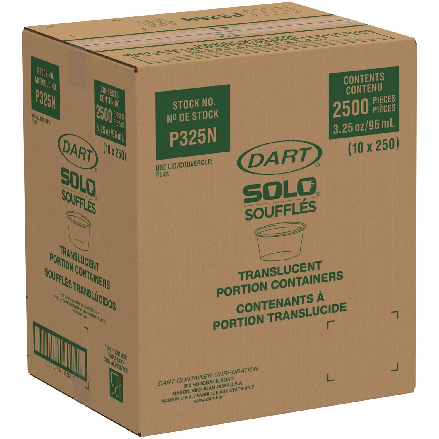 Polystyrene Portion Cups, 3.25 oz, Plastic, Translucent, 250/Bag, 10 Bags/Carton