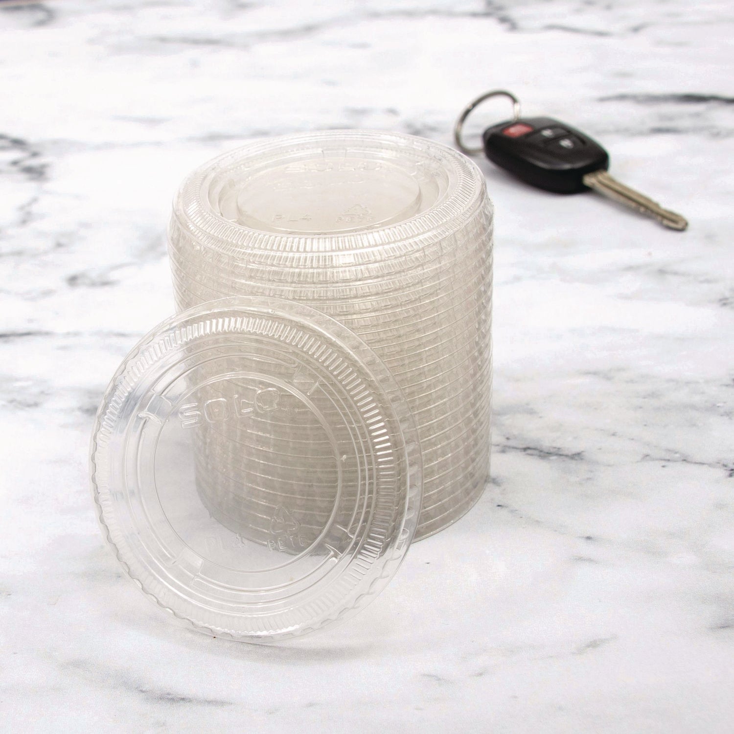 Portion/Souffle Cup Lids, Fits 3.25 oz to 9 oz Portion Cups, Plastic, Clear, 125/Pack, 20 Packs/Carton