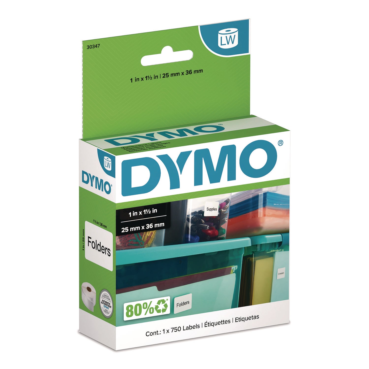 1" Width x 1 1/2" Length - Rectangle - Thermal Transfer, Direct Thermal - White - 750 / Roll - 1 Roll