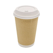 Ripple Hot Cups, 16 oz, Paper, Kraft/White, 500/Carton