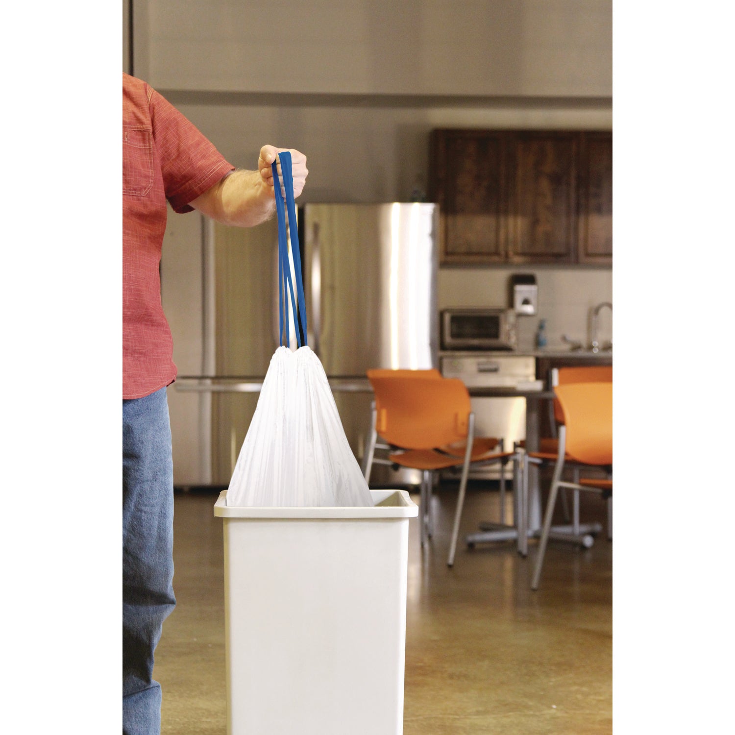 BlueCollar 13-gallon Drawstring Trash Bags - 13 gal Capacity - 28" Length x 24" Width x 0.80 mil (20 Micron) Thickness - Drawstring Closure - White - Garbage - 80 / Box