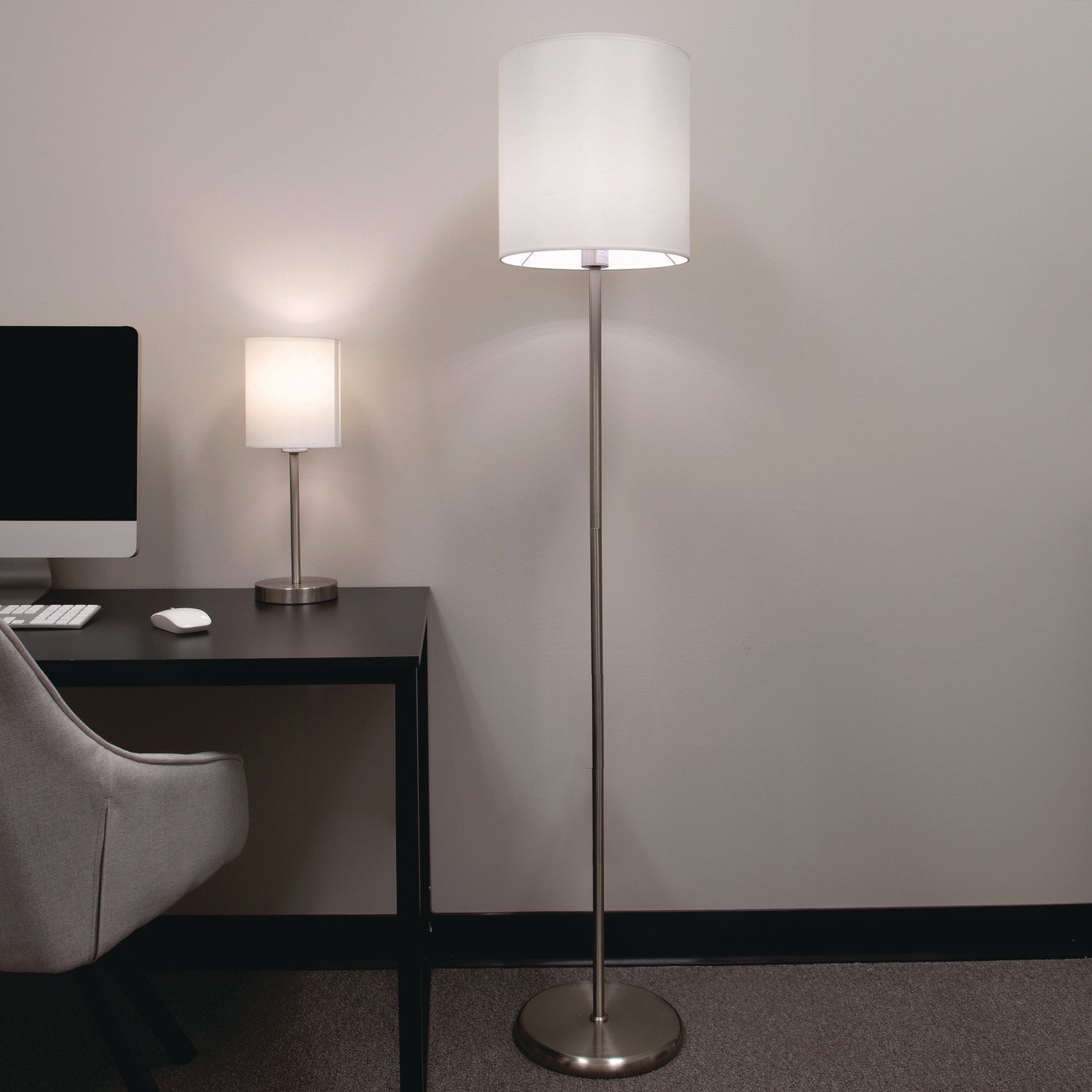 13 W CFL, LED Bulb - Silver - Steel - Floor-mountable, Desk Mountable - Silver, White