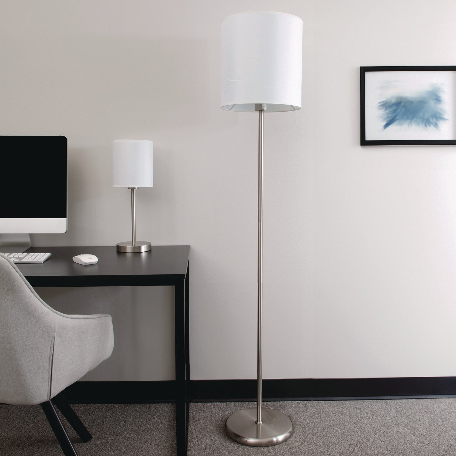 13 W CFL, LED Bulb - Silver - Steel - Floor-mountable, Desk Mountable - Silver, White