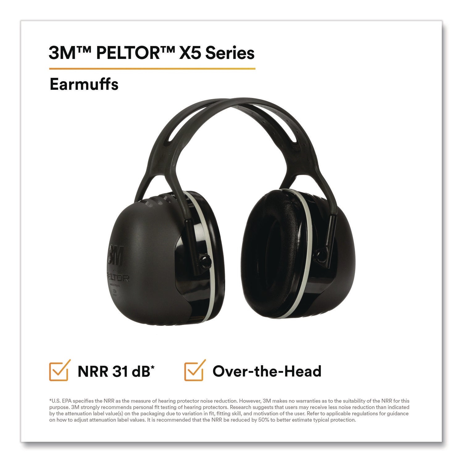 Noise, Noise Reduction Rating Protection - Steel, Steel - Black - Lightweight, Comfortable, Cushioned, Adjustable Headband, Durable - 1 Each
