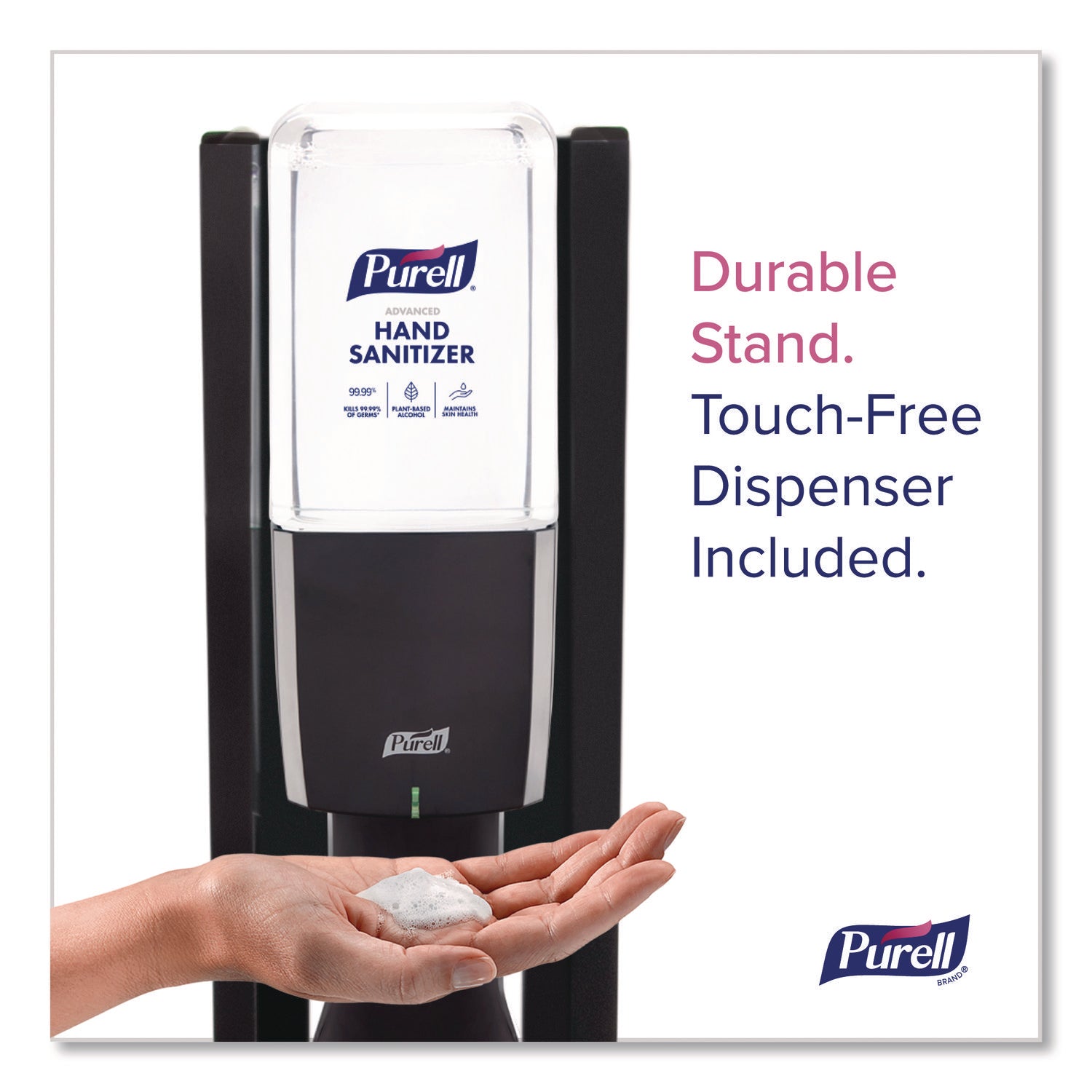 PURELL&reg; ES10 Floor Stand with Automatic Dispenser - Floor, Freestanding - Graphite - For High Traffic Area, Sanitizing Dispenser, Waiting Room, Hallway - Low-profile Base, Lightweight, Sturdy
