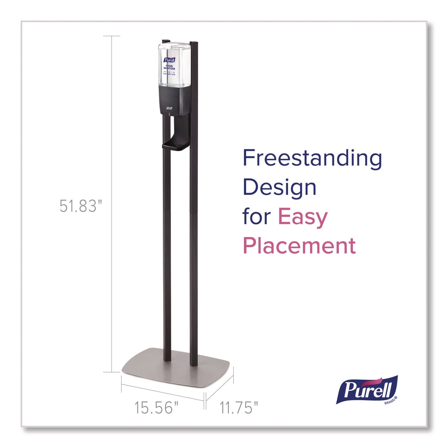 PURELL&reg; ES10 Floor Stand with Automatic Dispenser - Floor, Freestanding - Graphite - For High Traffic Area, Sanitizing Dispenser, Waiting Room, Hallway - Low-profile Base, Lightweight, Sturdy