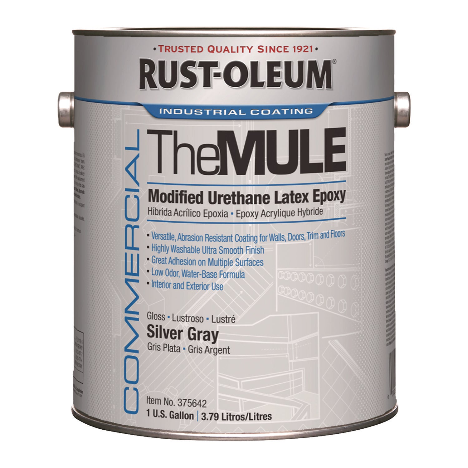 Rust-Oleum Modified Urethane Latex Epoxy (MULE) - Silver, Gray - Urethane, Latex, Epoxy - 2 / Carton