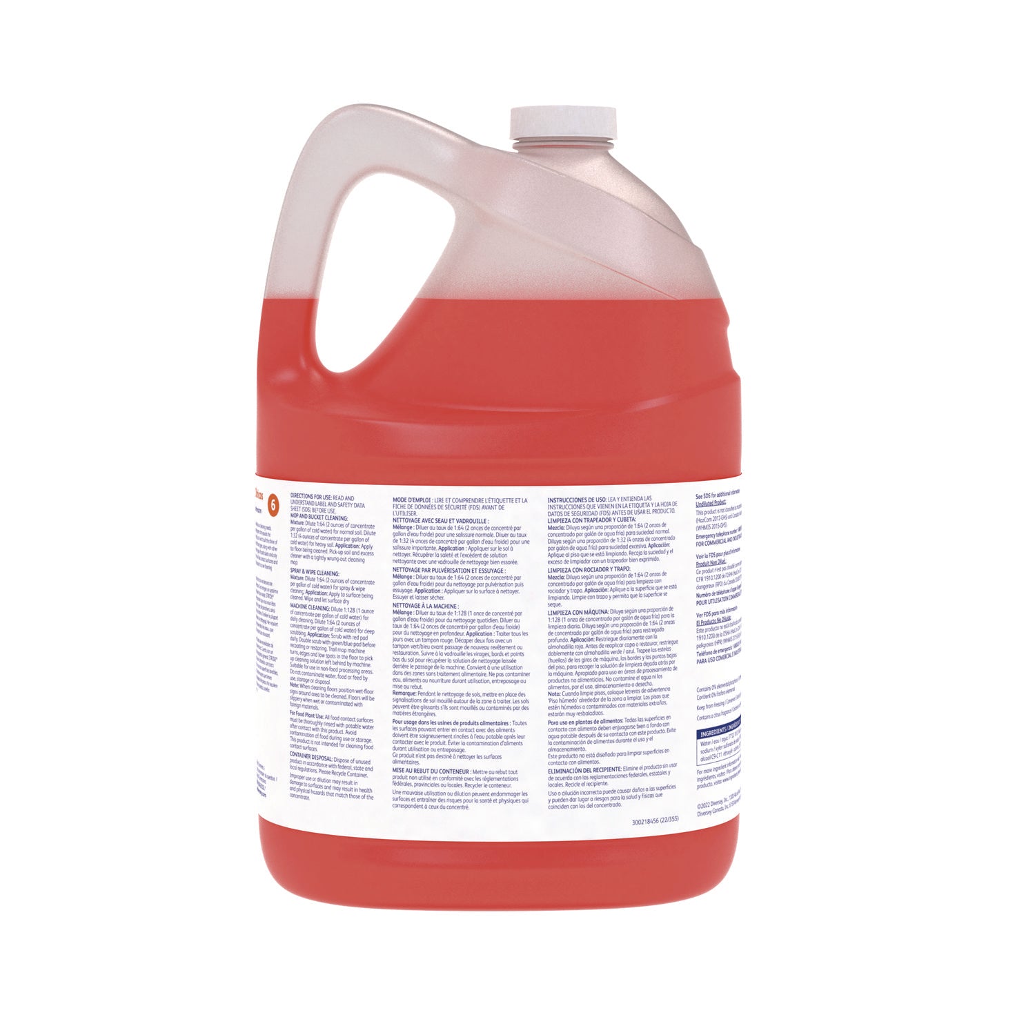Diversey Stride Citrus Neutral Cleaner, Concentrate, Liquid, 128 fl oz Bottles, Citrus Scent, pH Neutral, Non-Alkaline, Film-Free, Low Foaming, Kosher, Orange, 4 Bottles per Carton