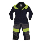 Ergodyne N-Ferno 6475 Insulated Freezer Coveralls, Medium, Navy, Polyester, Snap/Zipper Closure, 3 Pockets, Water Resistant, Reflective, Adjustable, Machine Washable, 1 Each