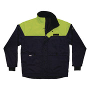 Ergodyne N-Ferno 6476 Insulated Freezer Jacket, Medium, Navy, 49" Waist, 3 Pockets, Water Resistant, Reflective, Adjustable, Polyester, 1 Each