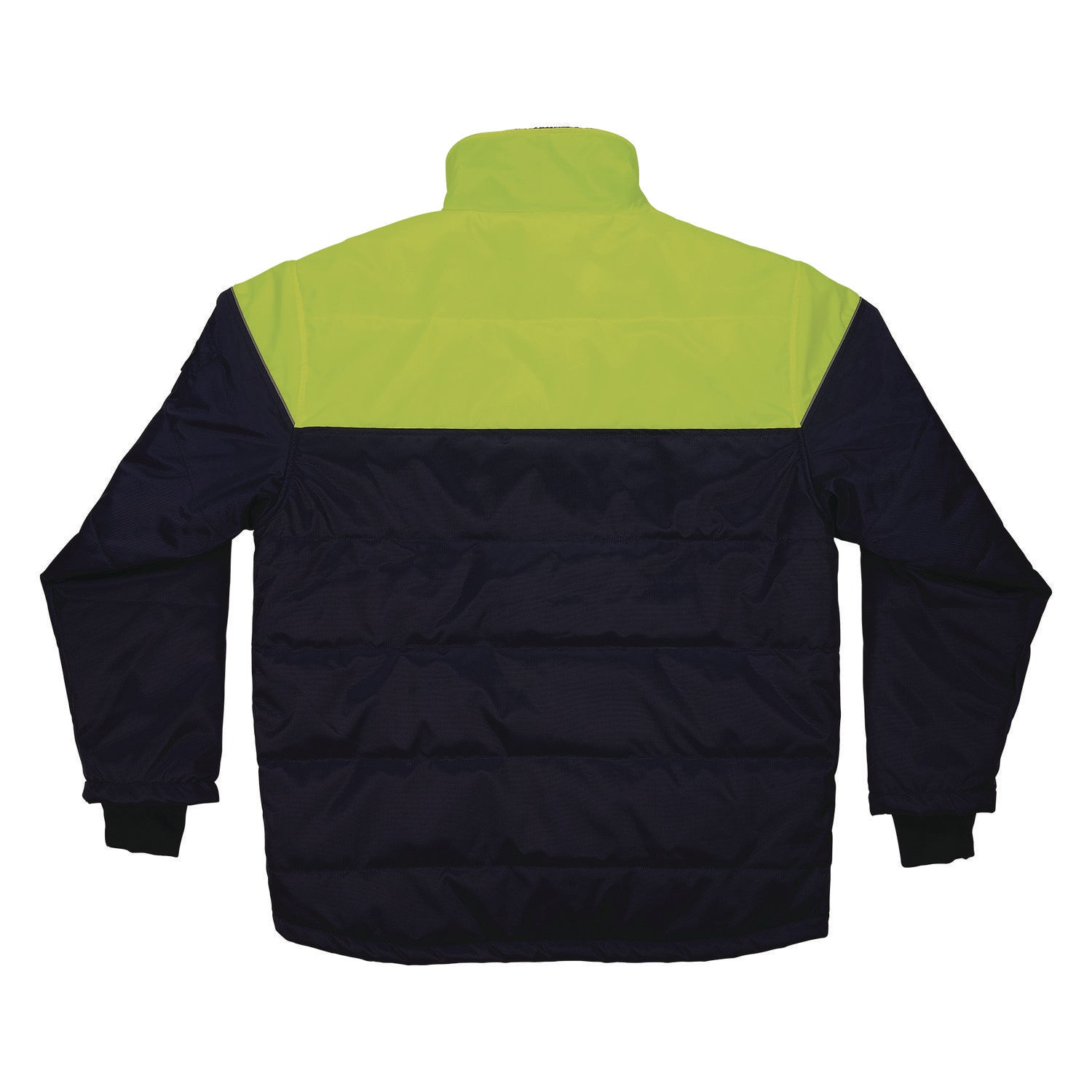 Ergodyne N-Ferno 6476 Insulated Freezer Jacket, 5X-Large, 61" Waist, Navy, Polyurethane/Polyester, Snap/Zipper Closure, 2 Pockets, Reflective, Adjustable, Machine Washable, 1 Each