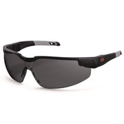 Ergodyne Skullerz Dellenger Safety Glasses, Smoke Lens, Matte Black Frame, Adjustable Temple, Impact Resistant, Rimless, Lightweight, Wraparound Design, 1 Each