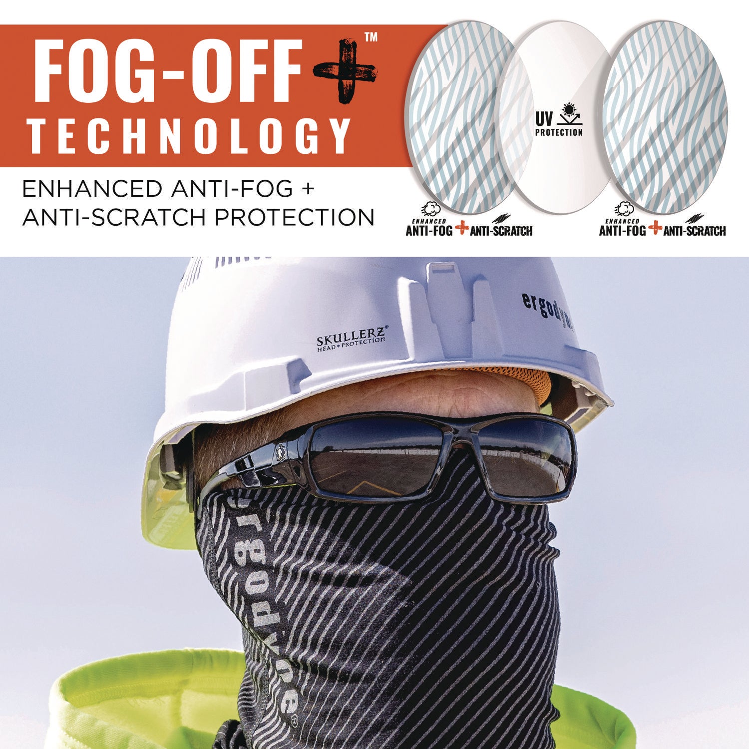 Ergodyne Odin Anti-Scratch/Anti-Fog Safety Glasses, Smoke Lens, Matte Black Frame, Rubber Nose Piece and Temples, Impact Resistant, Non-slip, Sweat Resistant, 1 Each