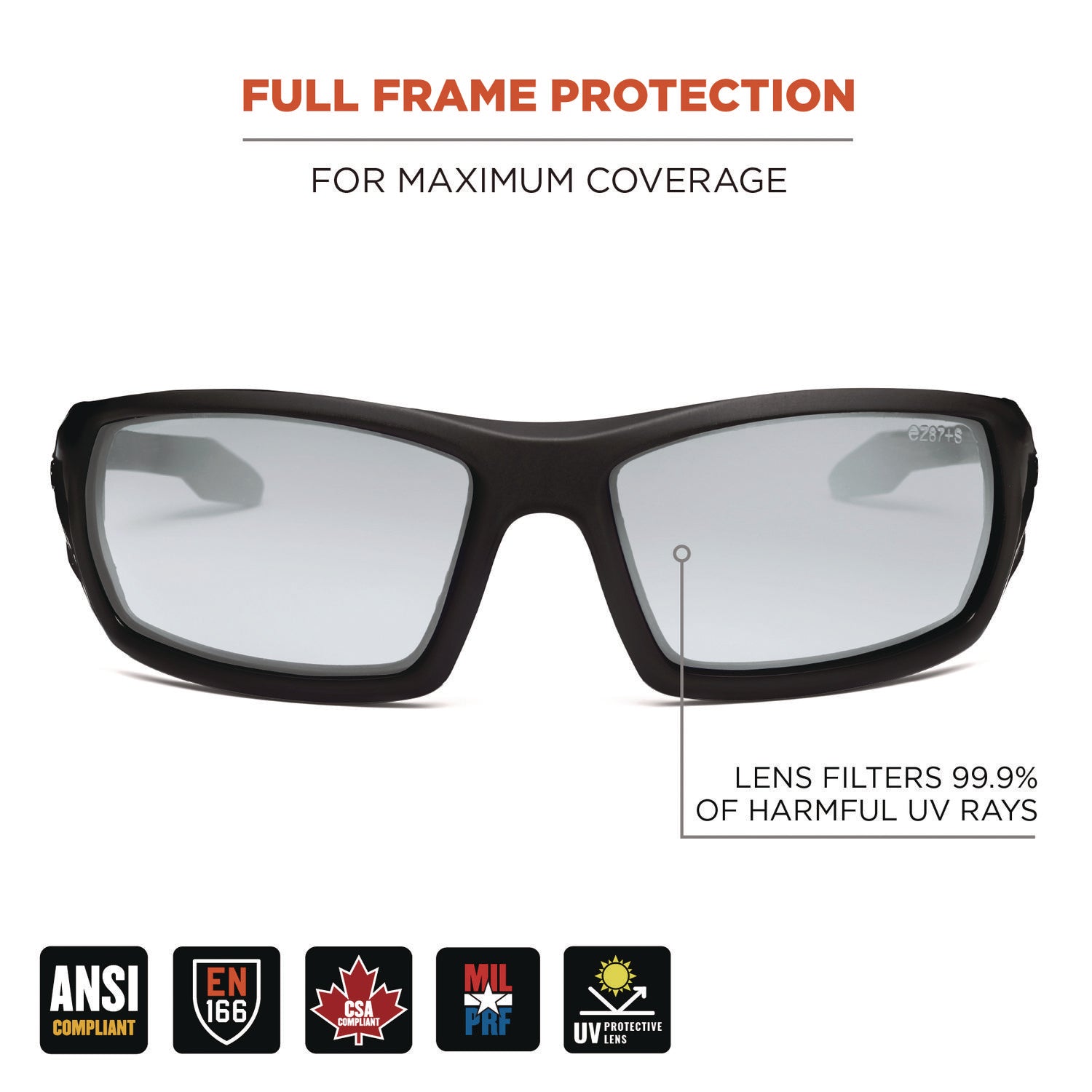Ergodyne Skullerz Odin Anti-Scratch/Anti-Fog Safety Glasses, Translucent Lens, Matte Black Frame, Impact Resistant, Non-slip, Sweat Resistant, 1 Each