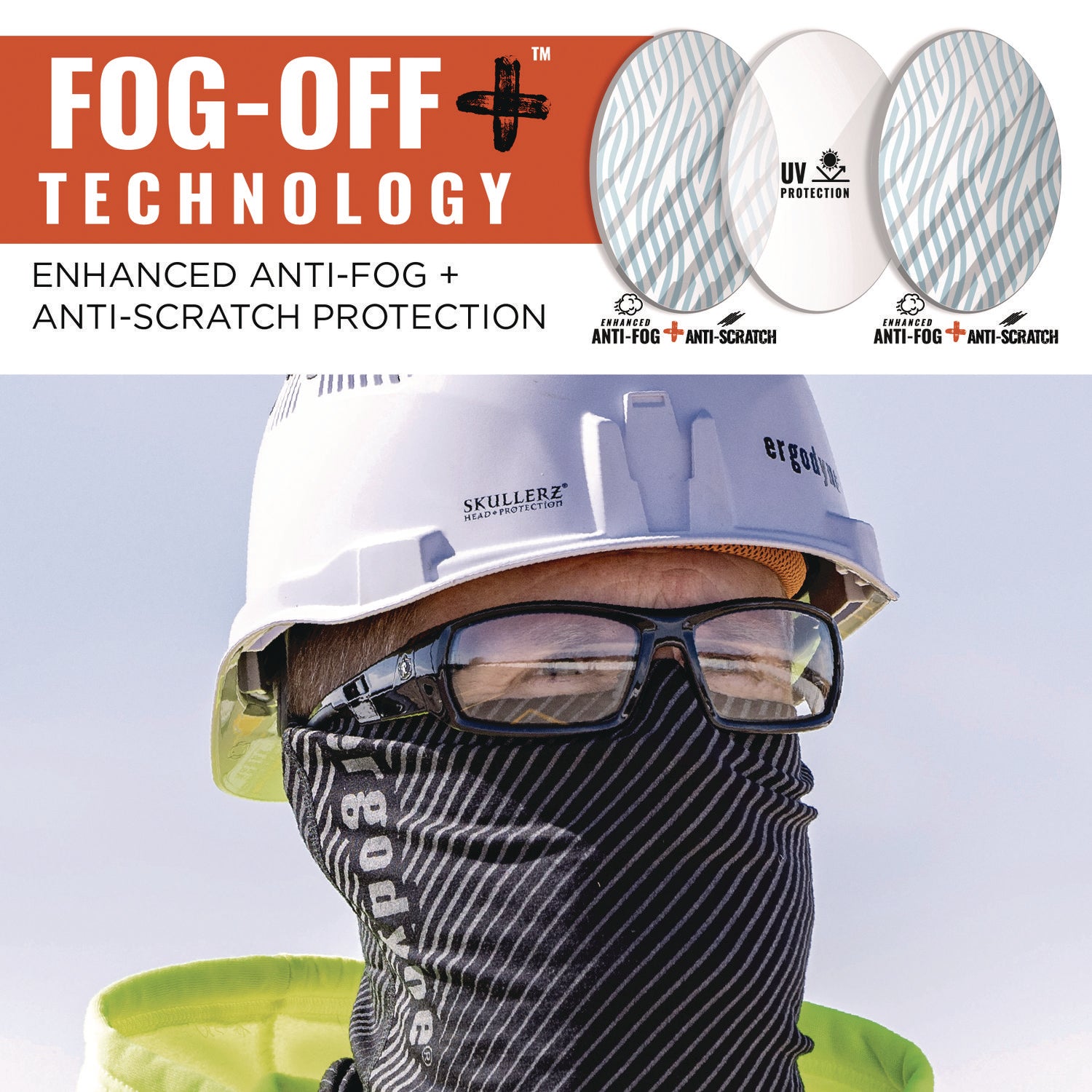Ergodyne Skullerz Odin Anti-Scratch/Anti-Fog Safety Glasses, Translucent Lens, Matte Black Frame, Impact Resistant, Non-slip, Sweat Resistant, 1 Each