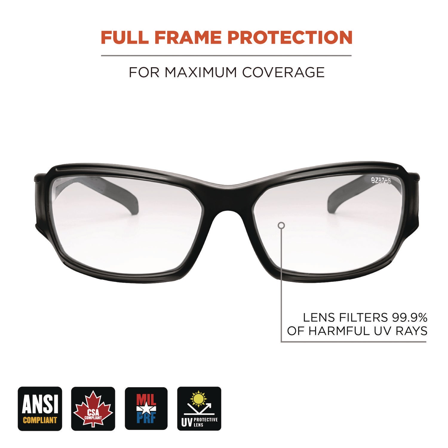 Ergodyne THOR Anti-Scratch/Anti-Fog Safety Glasses, Clear Lens, Matte Black Frame, Flexible Durable Nylon, 1 Each