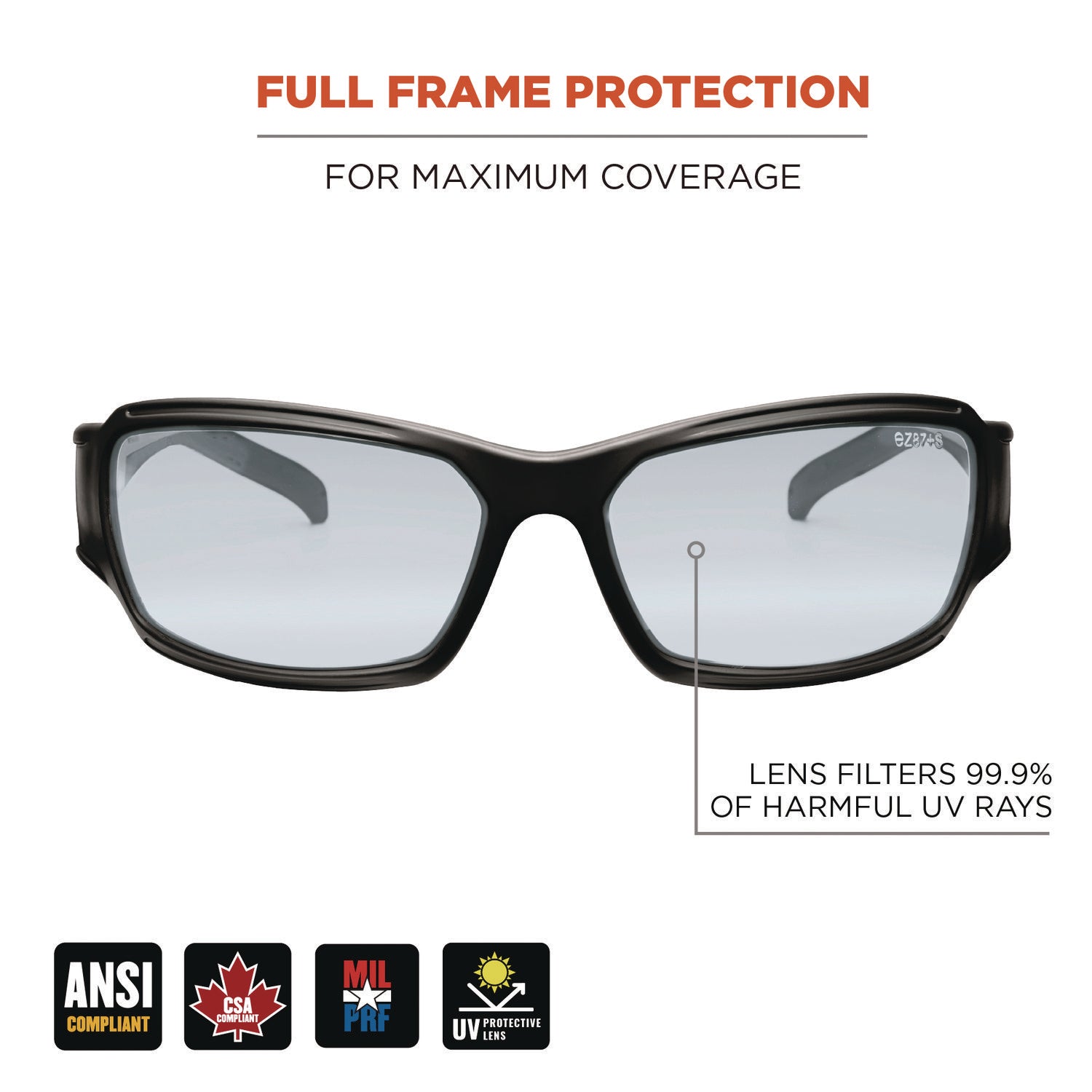 Ergodyne Skullerz THOR Anti-Scratch/Anti-Fog Safety Glasses, Translucent Lens, Matte Black Nylon Frame, Flexible & Durable, 1 Each