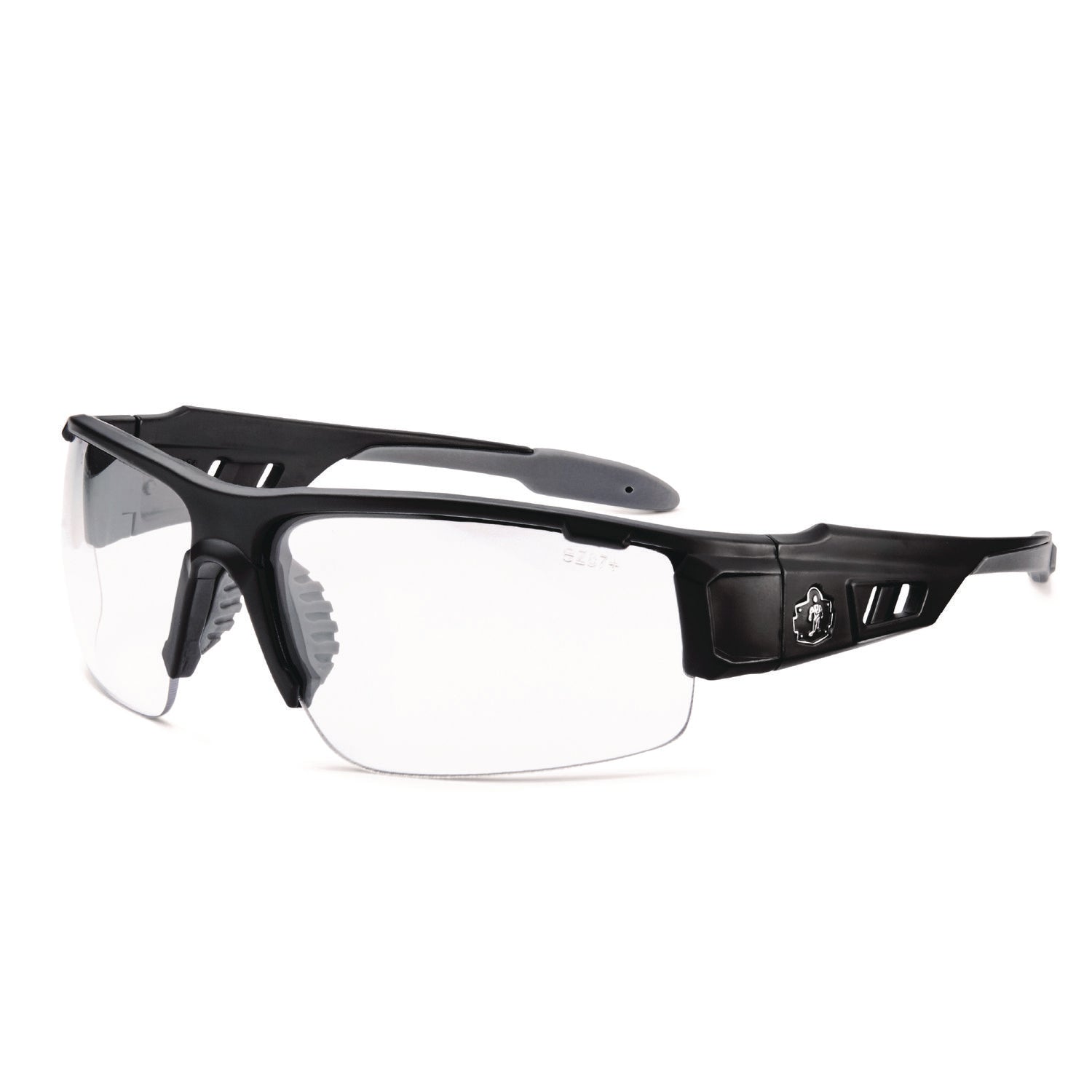 Ergodyne DAGR Anti-Scratch/Anti-Fog Safety Glasses, Clear Lens, Matte Black Half Frame, Flexible, Non-slip, Sweat Resistant, Impact Resistant, 1 Each