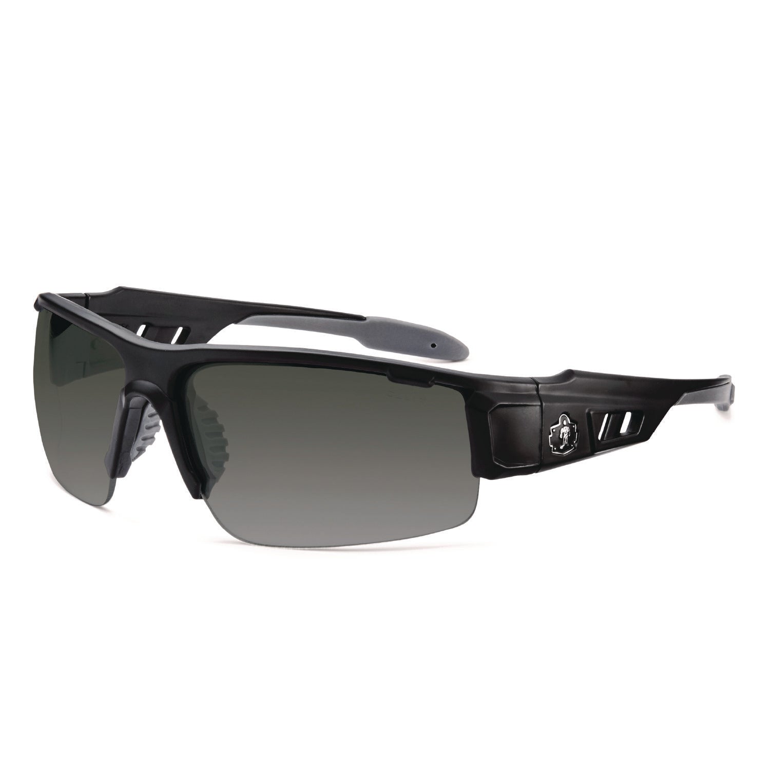 Ergodyne DAGR Anti-Scratch/Anti-Fog Safety Glasses, Smoke Lens, Matte Black Frame, Flexible Half Frame, Non-slip, Sweat Resistant, 1 Each
