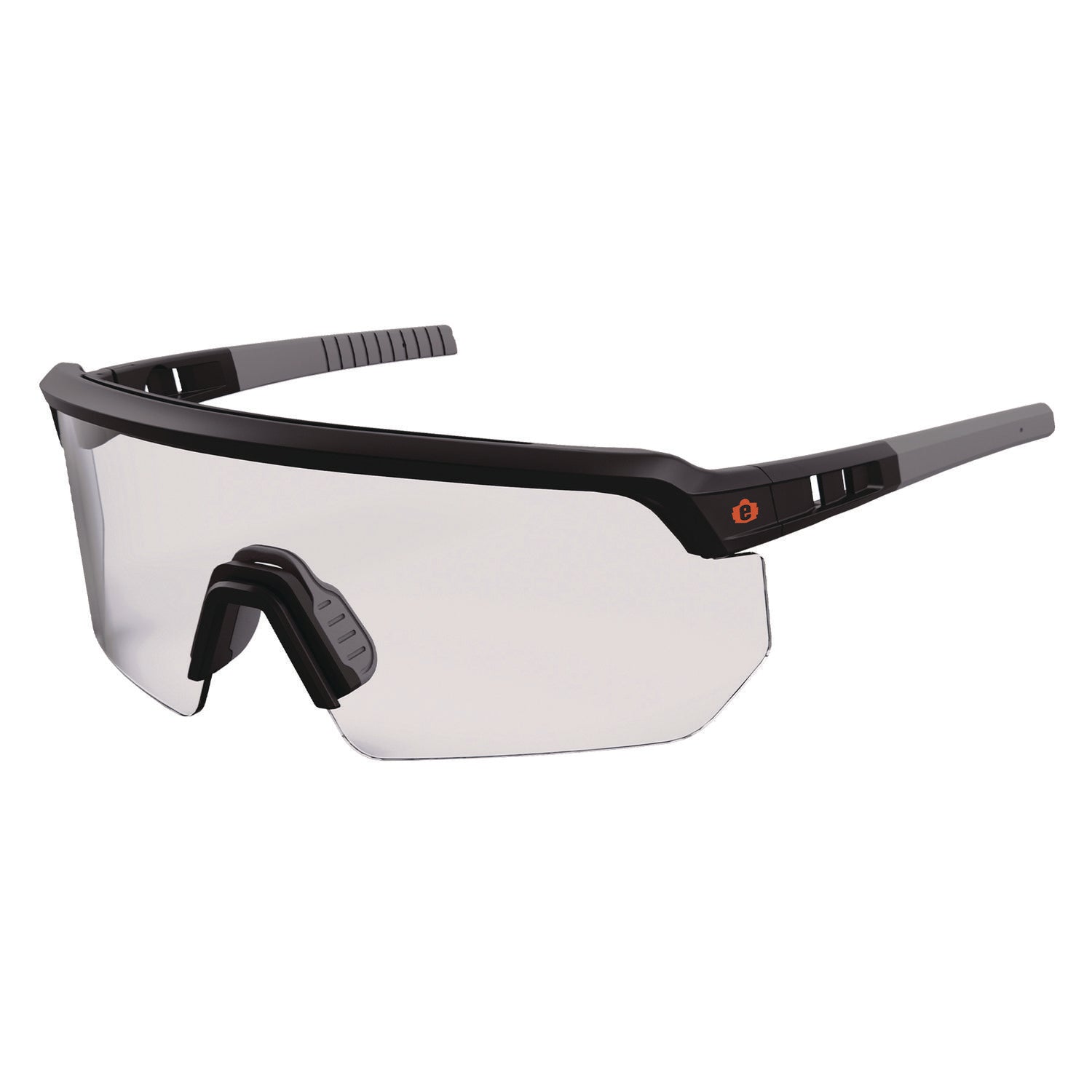 Ergodyne Skullerz AEGIR Safety Glasses, Clear Lens, Matte Black Frame, Polycarbonate/Rubber, Non-slip, Sweat Resistant, Adjustable, Impact Resistant, 1 Each