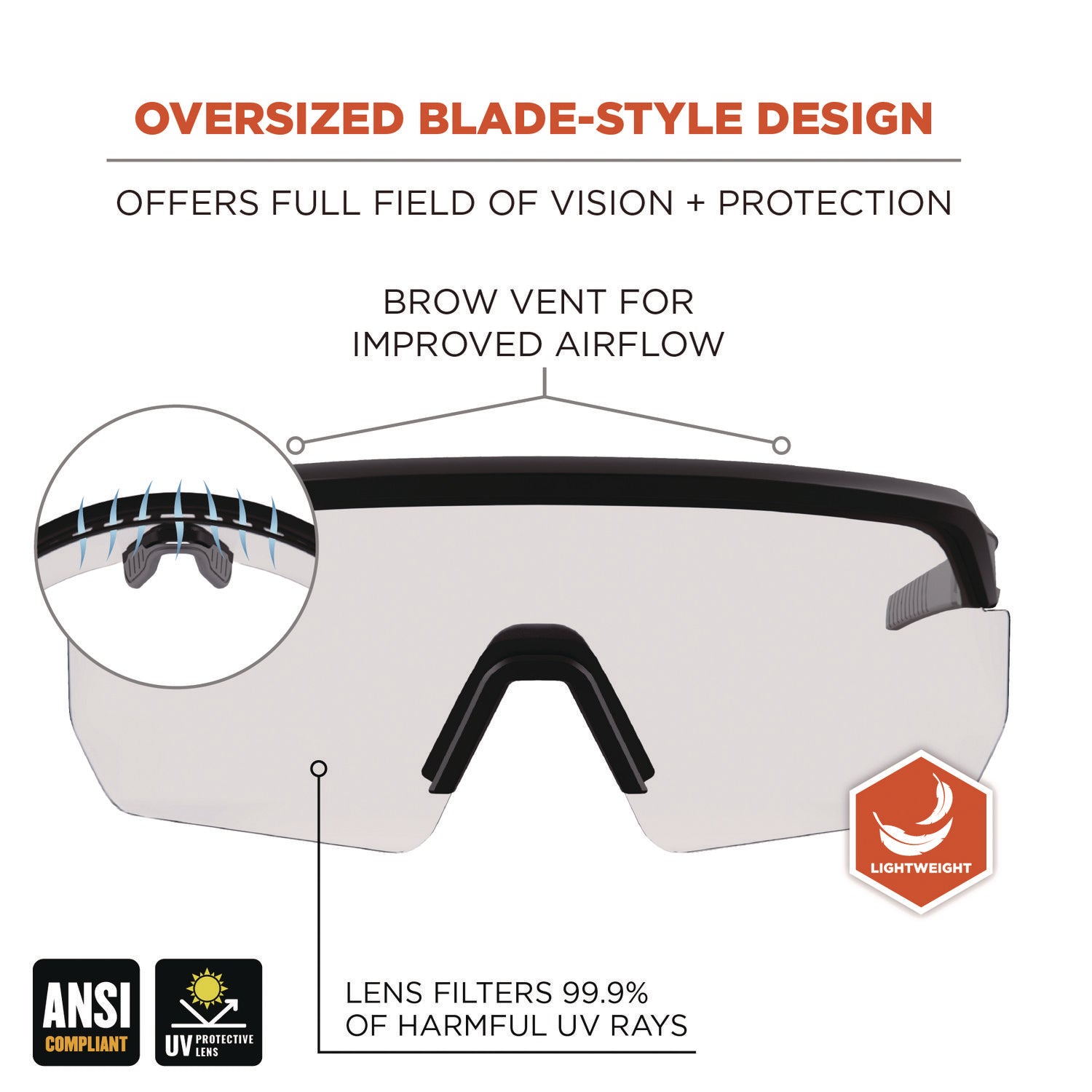 Ergodyne AEGIR Enhanced Anti-Fog Safety Glasses, Clear Lens, Matte Black Frame, Polycarbonate/Rubber, Strap Closure, Anti-scratch, Non-slip, Lightweight, Impact Resistant, 1 Each