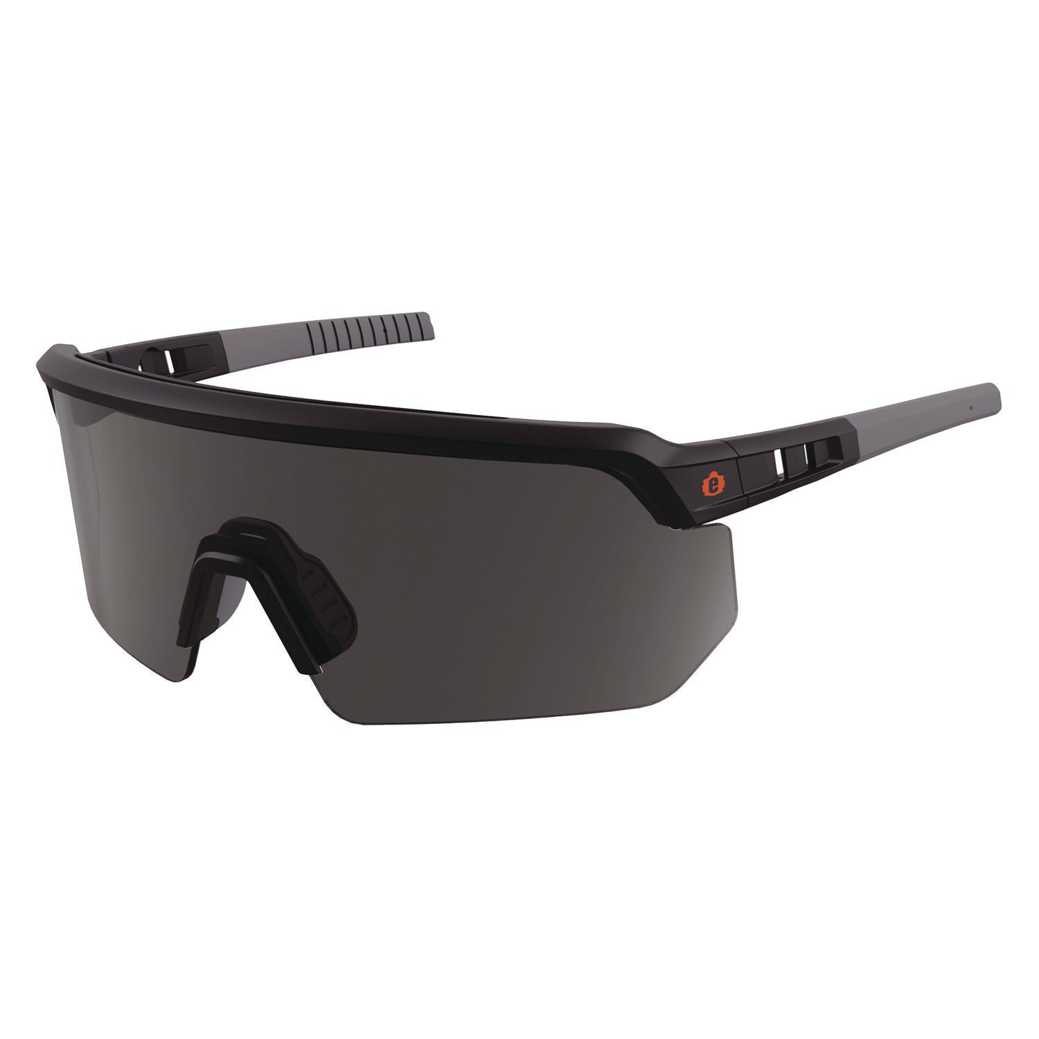 Ergodyne Skullerz AEGIR Safety Glasses, Smoke Lens, Matte Black Frame, Polycarbonate/Rubber, Non-slip, Sweat Resistant, Adjustable, Impact Resistant, 1 Each
