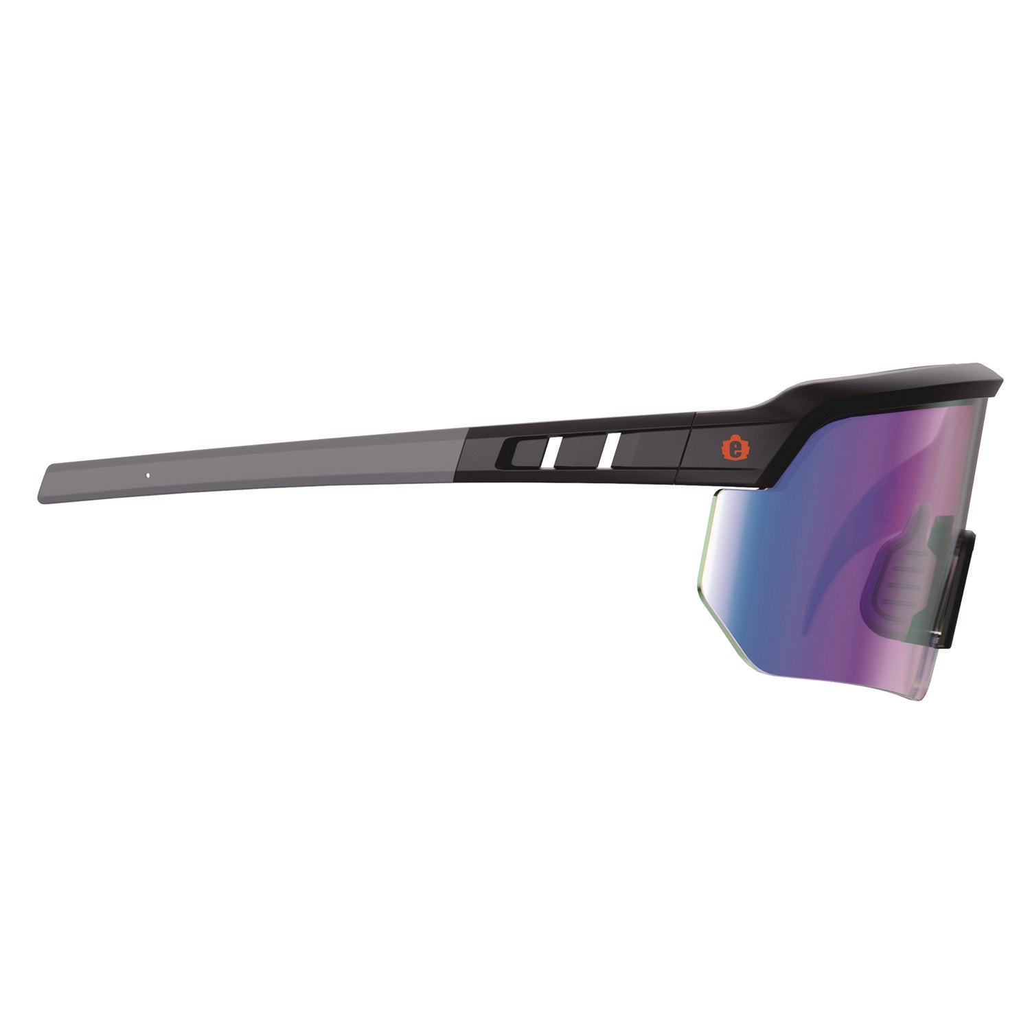 Ergodyne Skullerz AEGIR Safety Glasses, Blue Mirror Lens, Matte Black Frame, Polycarbonate/Rubber, Non-slip, Sweat Resistant, Lightweight, Impact Resistant, Adjustable Temple, 1 Each