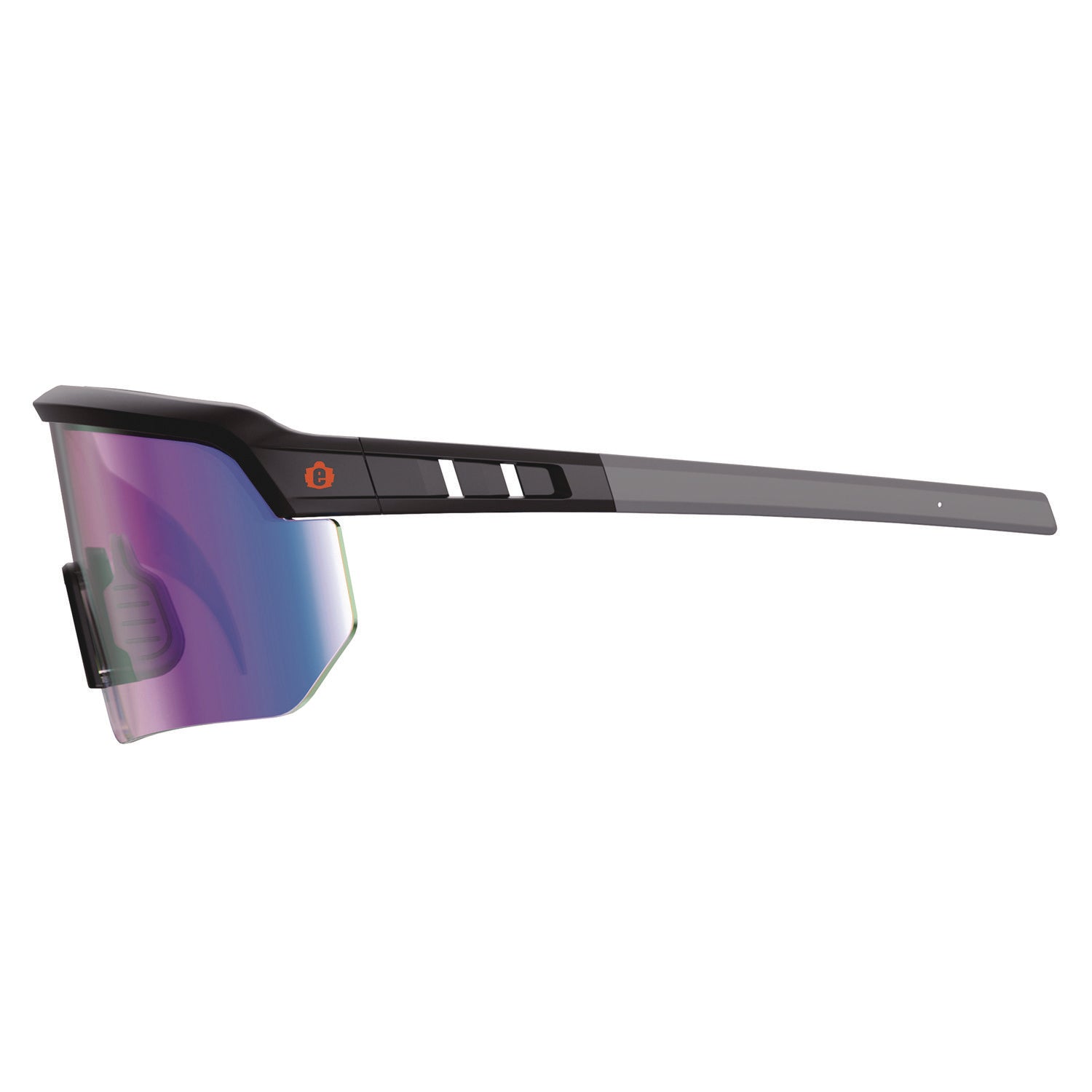 Ergodyne Skullerz AEGIR Safety Glasses, Blue Mirror Lens, Matte Black Frame, Polycarbonate/Rubber, Non-slip, Sweat Resistant, Lightweight, Impact Resistant, Adjustable Temple, 1 Each