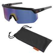 Ergodyne Aegir Enhanced Anti-Fog Safety Glasses, Blue Mirror Lens, Matte Black Frame, Polycarbonate/Rubber, Non-slip, Lightweight, Impact Resistant, Adjustable Temple, 1 Each