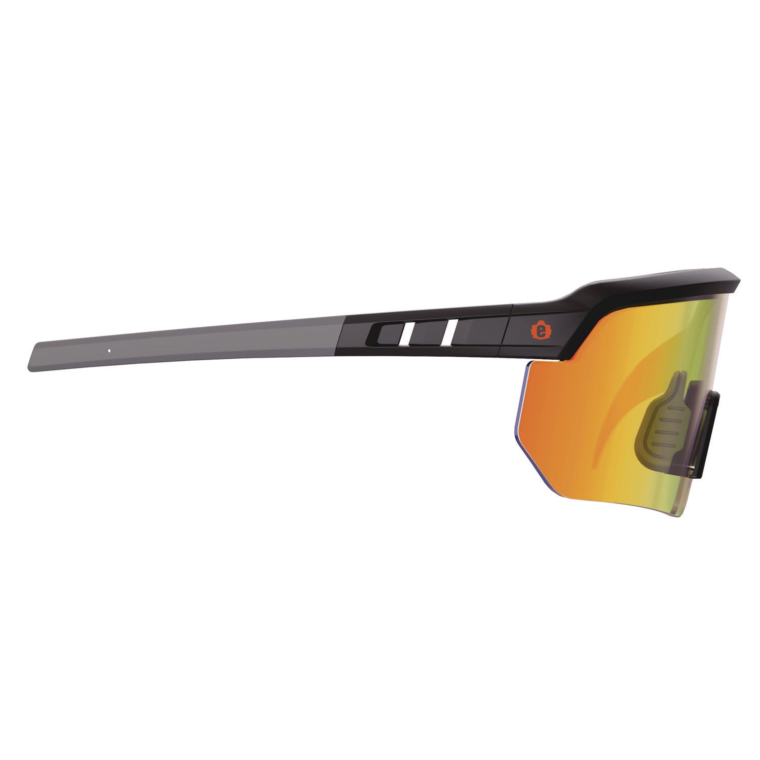Ergodyne Skullerz AEGIR Safety Glasses, Orange Mirror Lens, Matte Black Frame, Polycarbonate/Rubber, Non-slip, Sweat Resistant, Lightweight, Impact Resistant, Adjustable Temple, 1 Each