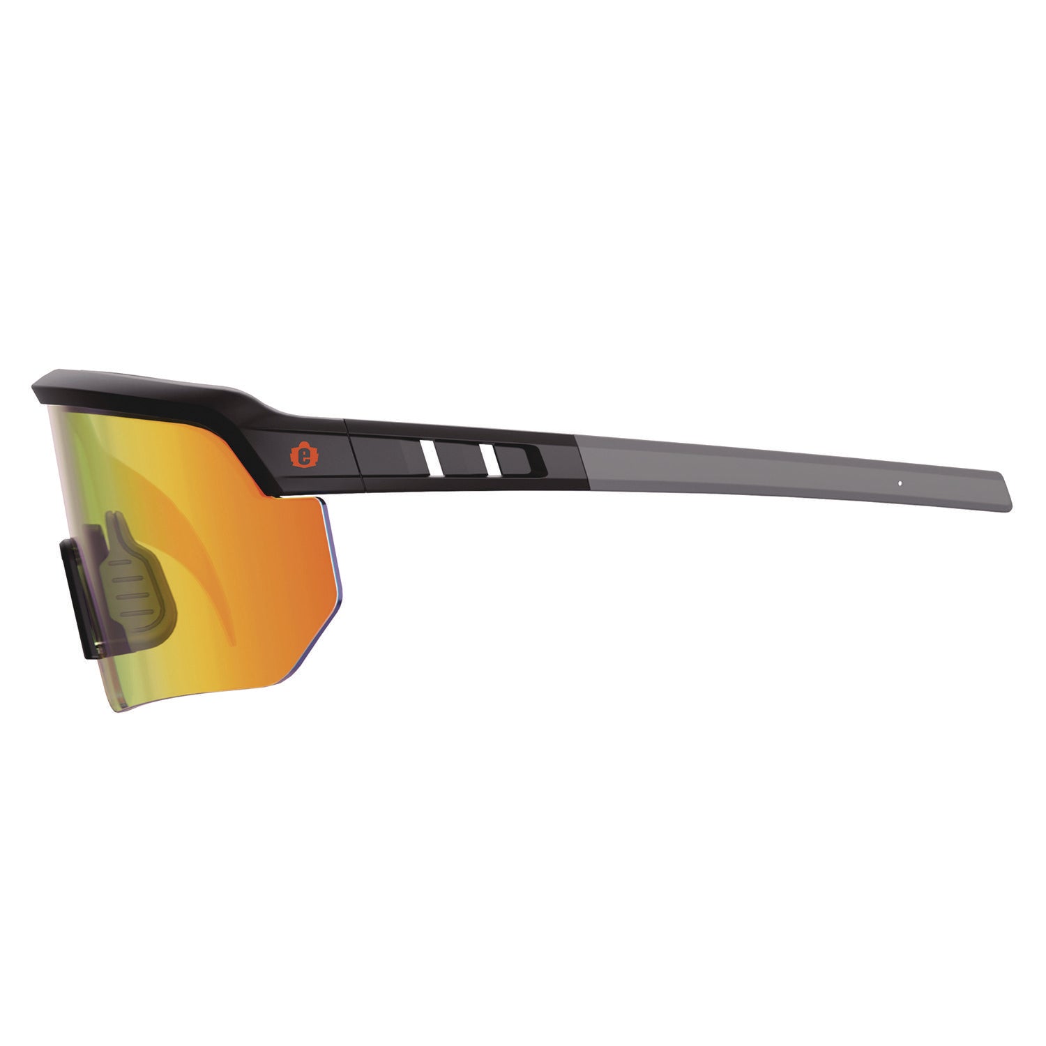 Ergodyne Skullerz AEGIR Safety Glasses, Orange Mirror Lens, Matte Black Frame, Polycarbonate/Rubber, Non-slip, Sweat Resistant, Lightweight, Impact Resistant, Adjustable Temple, 1 Each