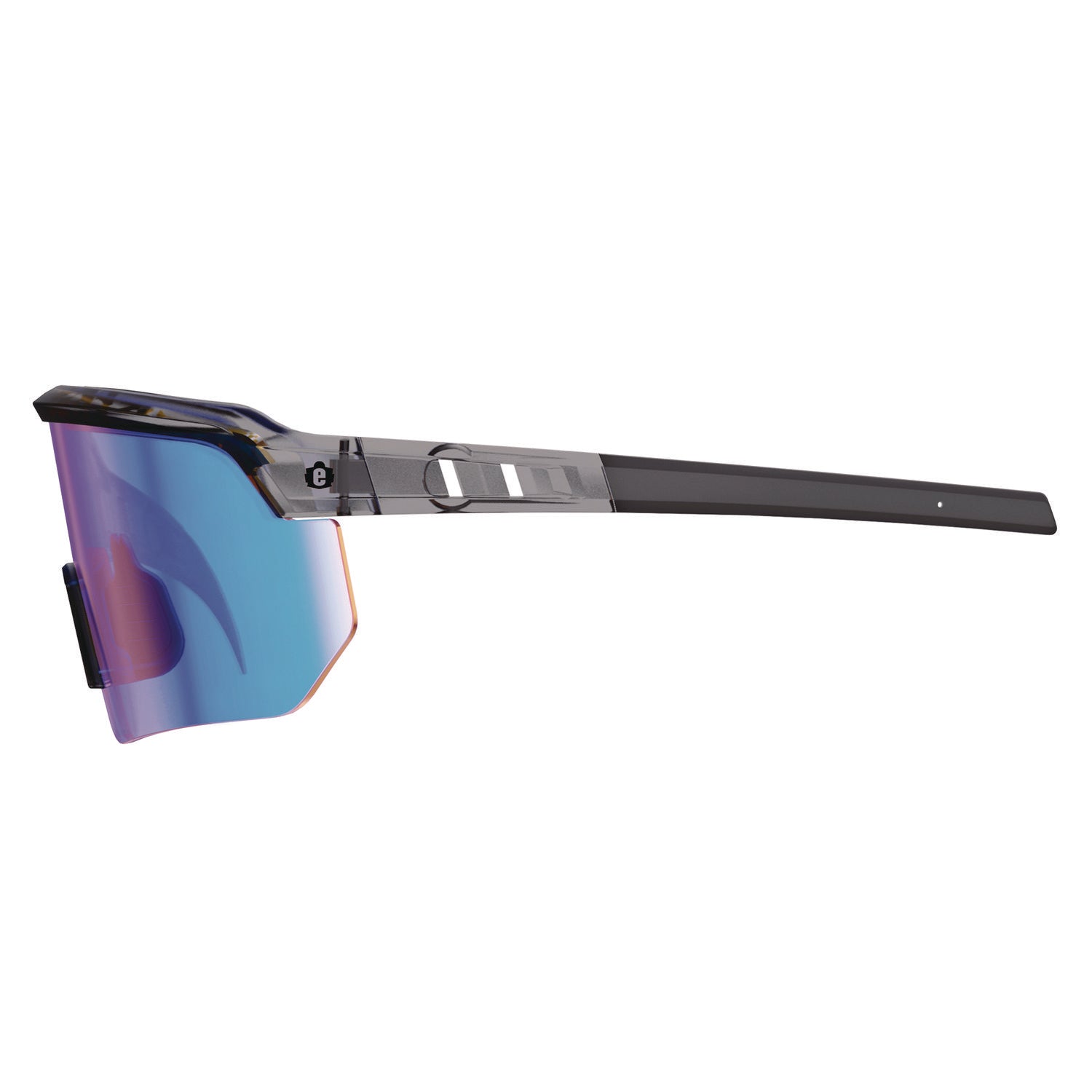 Ergodyne Skullerz AEGIR Safety Glasses, Blue Mirror Lens, Clear Smoke Frame, Polycarbonate/Rubber, Non-slip, Sweat Resistant, Lightweight, Impact Resistant, Adjustable Temple, 1 Each