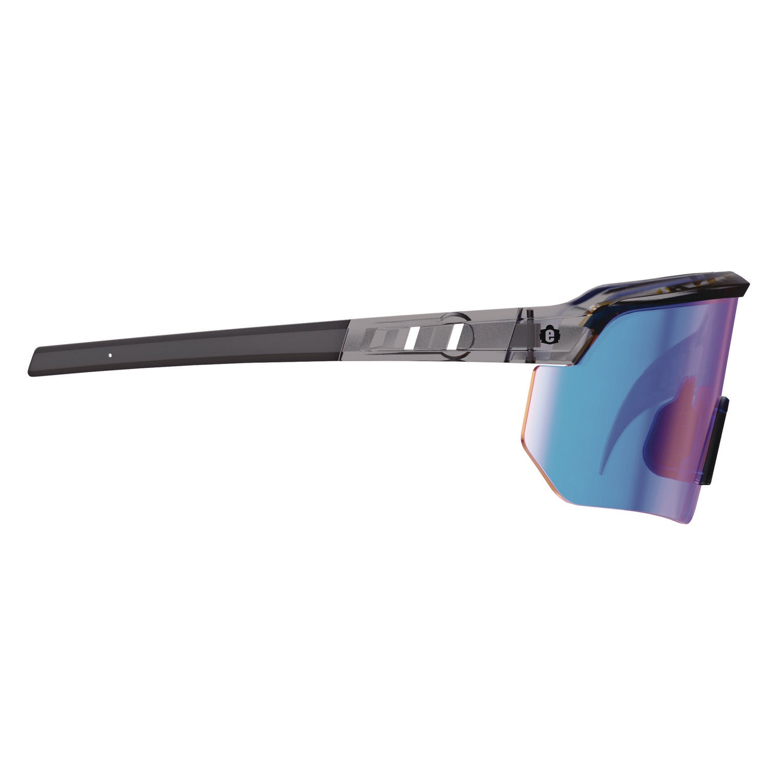 Ergodyne Aegir Enhanced Anti-Fog Safety Glasses, Blue Mirror Lens, Clear Smoke Frame, Polycarbonate/Rubber, Non-slip, Sweat Resistant, Lightweight, Impact Resistant, Adjustable Temple, Vented, 1 Each