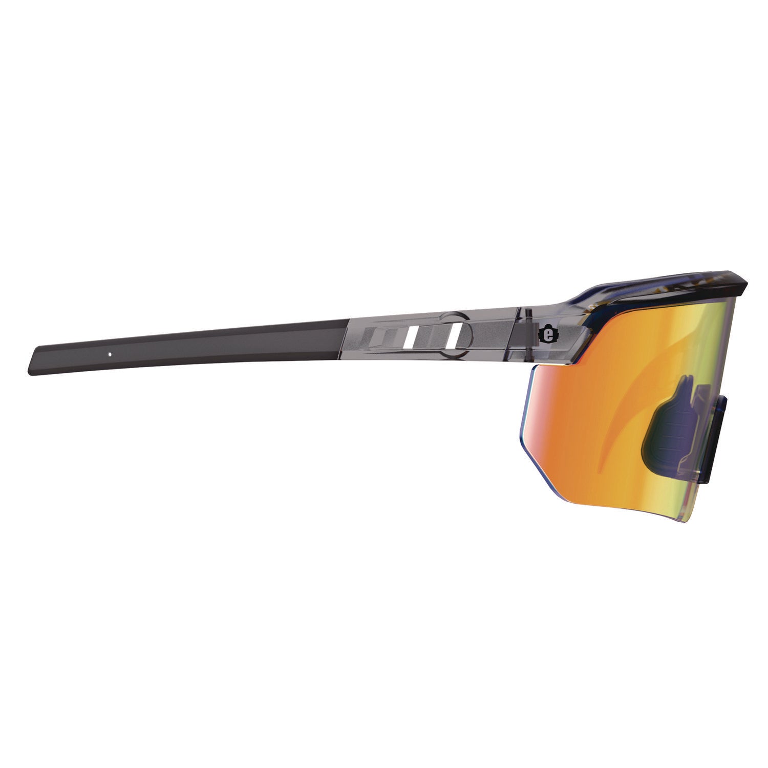 Ergodyne Skullerz AEGIR Safety Glasses, Orange Mirror Lens, Clear Smoke Frame, Polycarbonate/Rubber, Non-slip, Sweat Resistant, Lightweight, Impact Resistant, Adjustable Temple, 1 Each