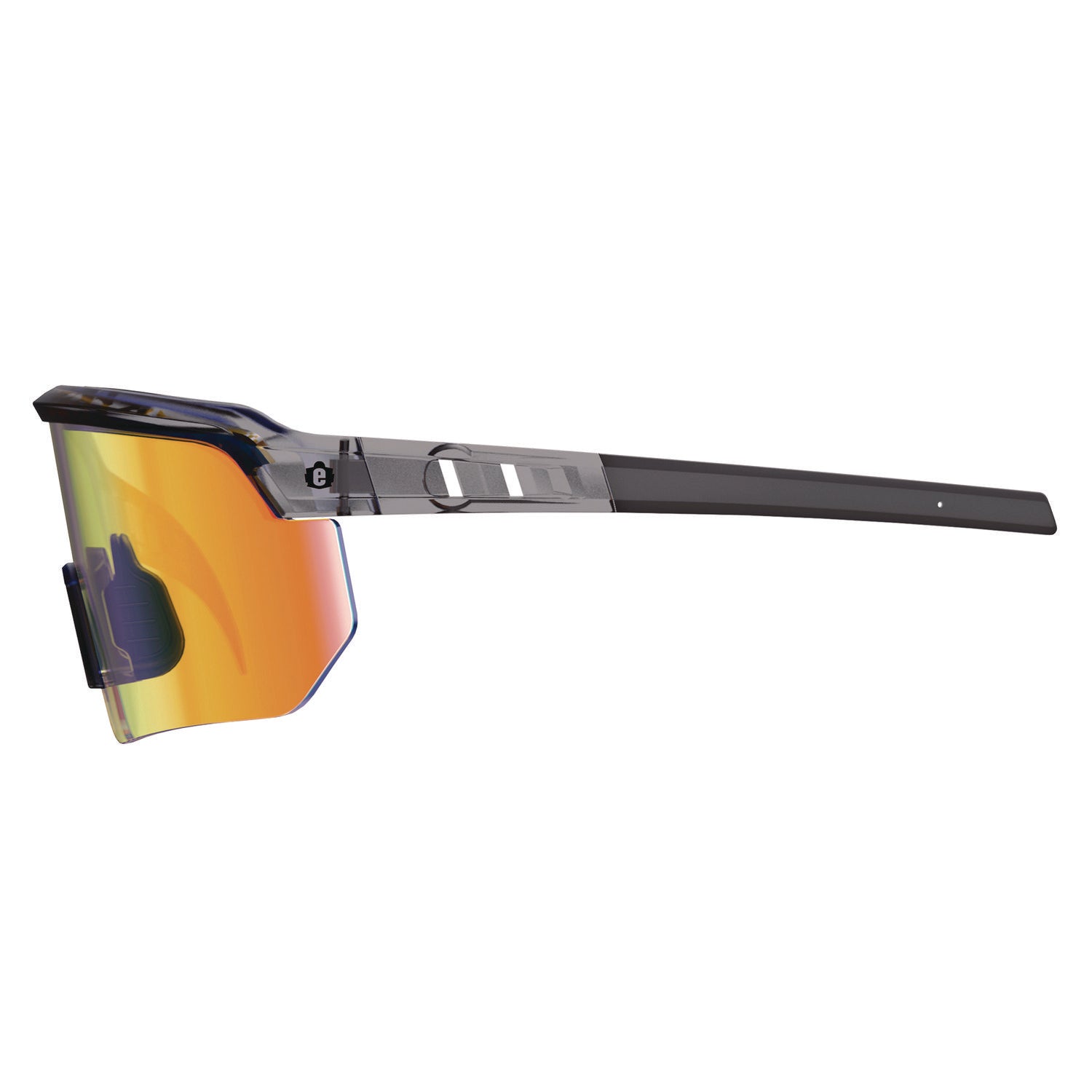 Ergodyne Skullerz AEGIR Safety Glasses, Orange Mirror Lens, Clear Smoke Frame, Polycarbonate/Rubber, Non-slip, Sweat Resistant, Lightweight, Impact Resistant, Adjustable Temple, 1 Each