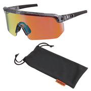 Ergodyne Aegir Enhanced Anti-Fog Safety Glasses, Orange Mirror Lens, Clear Smoke Frame, Polycarbonate/Rubber, Non-slip, Lightweight, Impact Resistant, Adjustable Temple, 1 Each
