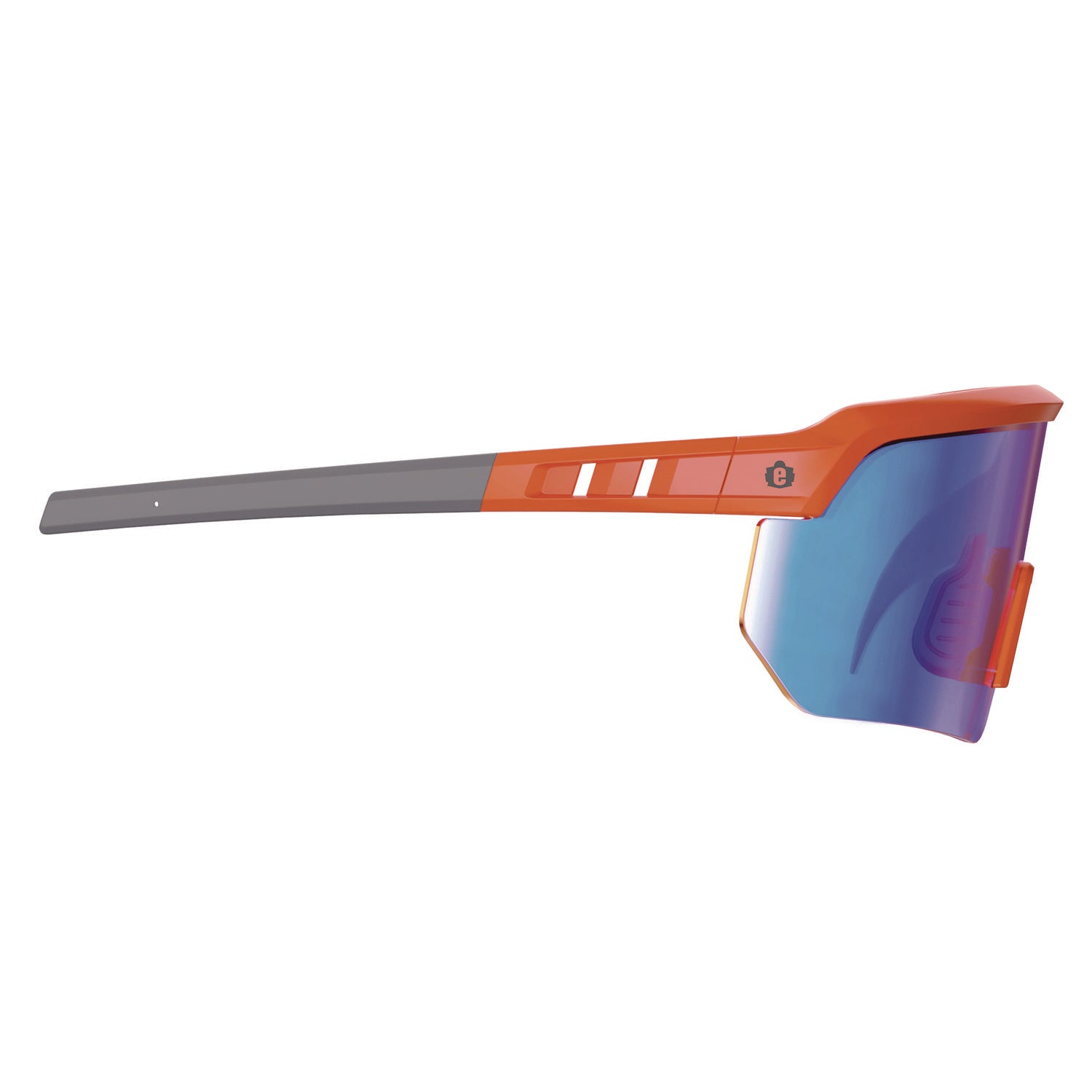 Ergodyne Skullerz AEGIR Safety Glasses, Blue Mirror Lens, Orange Frame, Polycarbonate/Rubber, Impact Resistant, Non-slip, Sweat Resistant, Adjustable, Ventilated, 1 Each