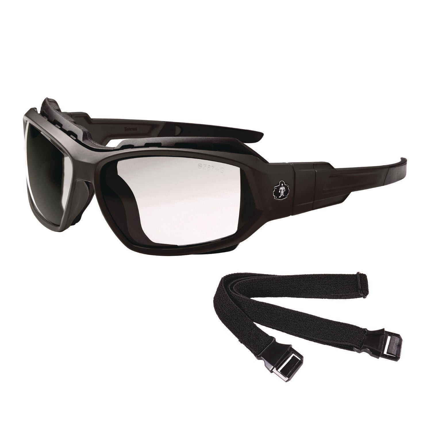 Ergodyne Skullerz LOKI Anti-Fog Safety Spoggles, Clear Lens, Matte Black Frame, Elastic Strap, Anti-scratch, Impact Resistant, Non-slip, Flexible, Sweat Resistant, 1 Each