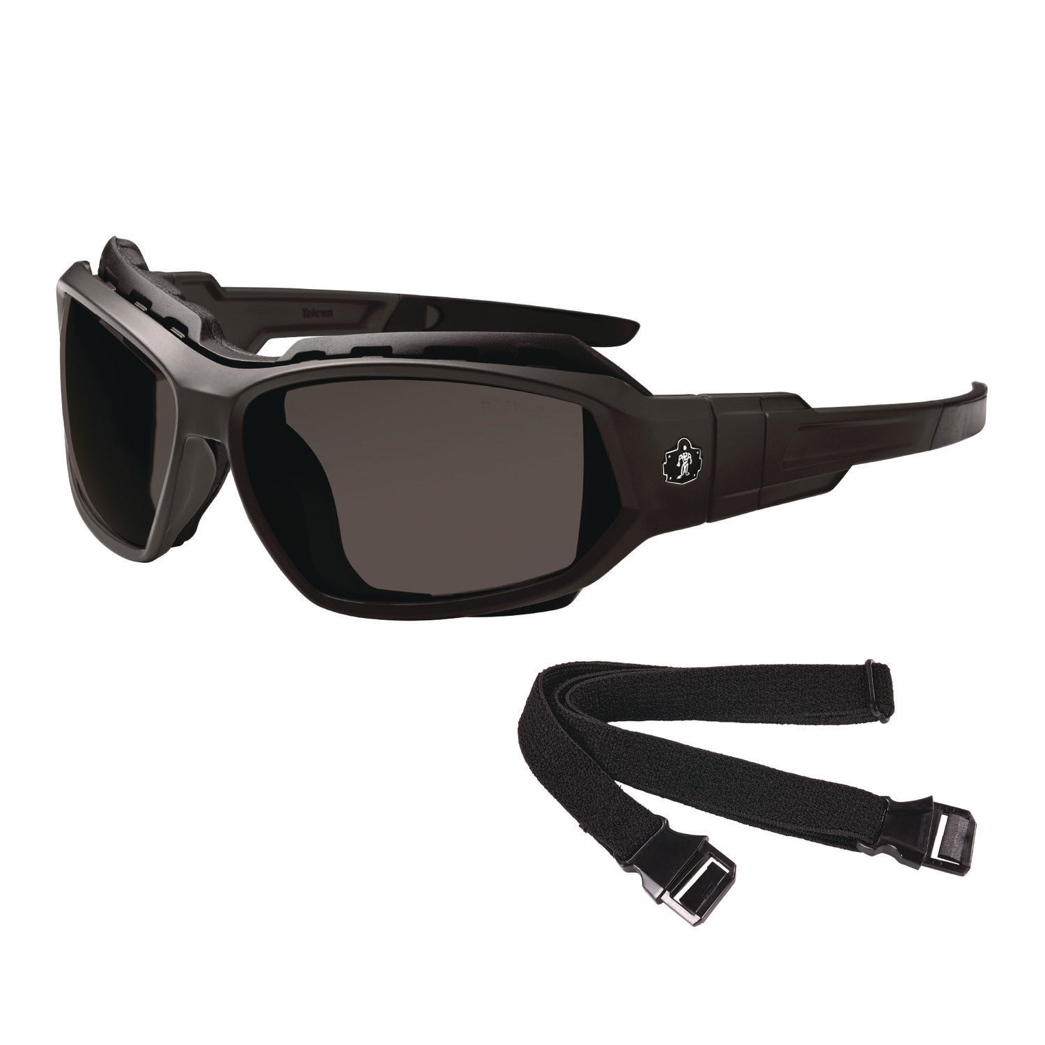 Ergodyne Skullerz LOKI Anti-Fog Safety Spoggles, Smoke Lens, Matte Black Frame, Elastic Strap, Anti-scratch, Impact Resistant, Flexible, Non-slip, Sweat Resistant, 1 Each