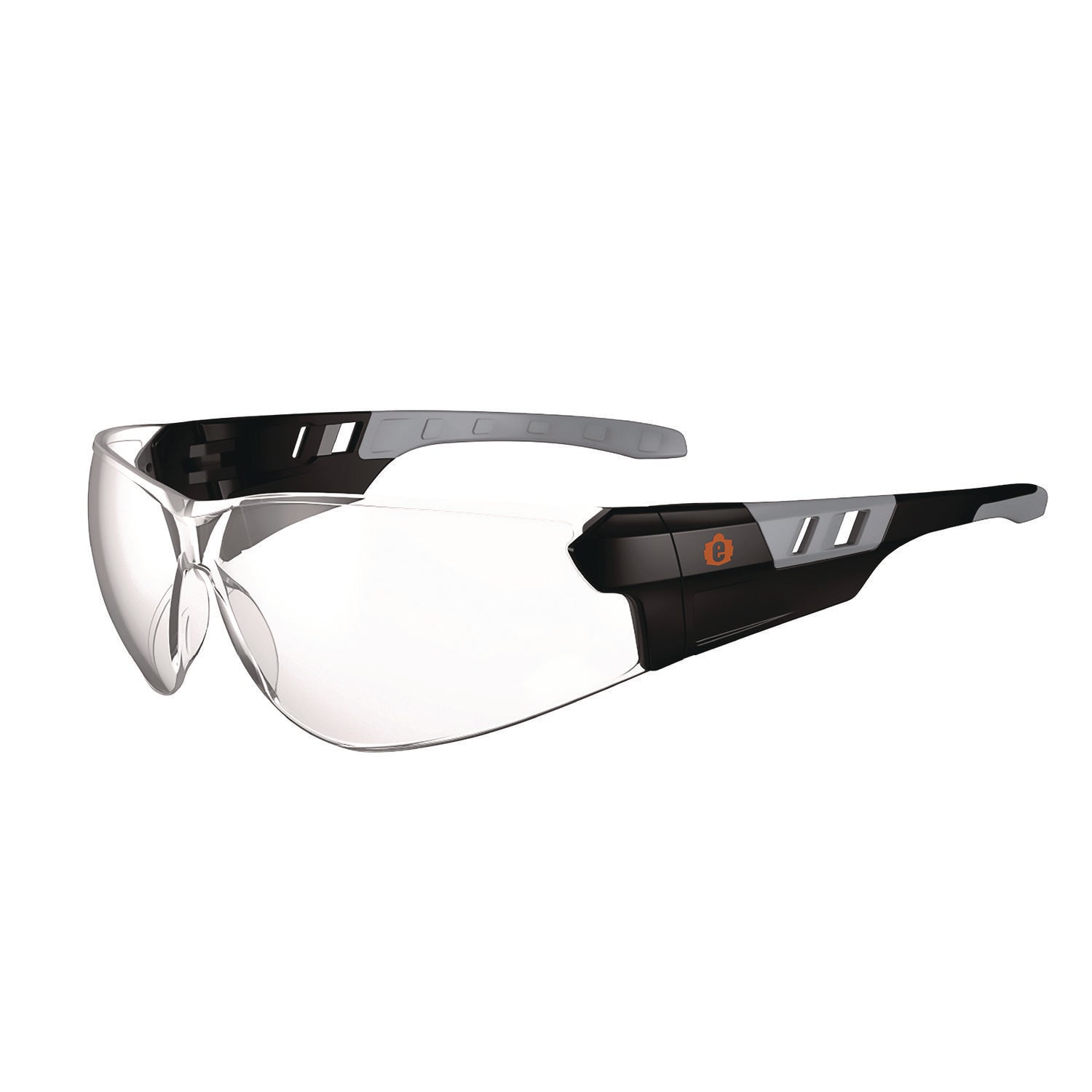 Ergodyne Skullerz SAGA Anti-Scratch & Enhanced Anti-Fog Safety Glasses, Clear Polycarbonate Lens, Matte Black Frame, Rimless, Lightweight, Non-slip, Comfortable, 1 Each