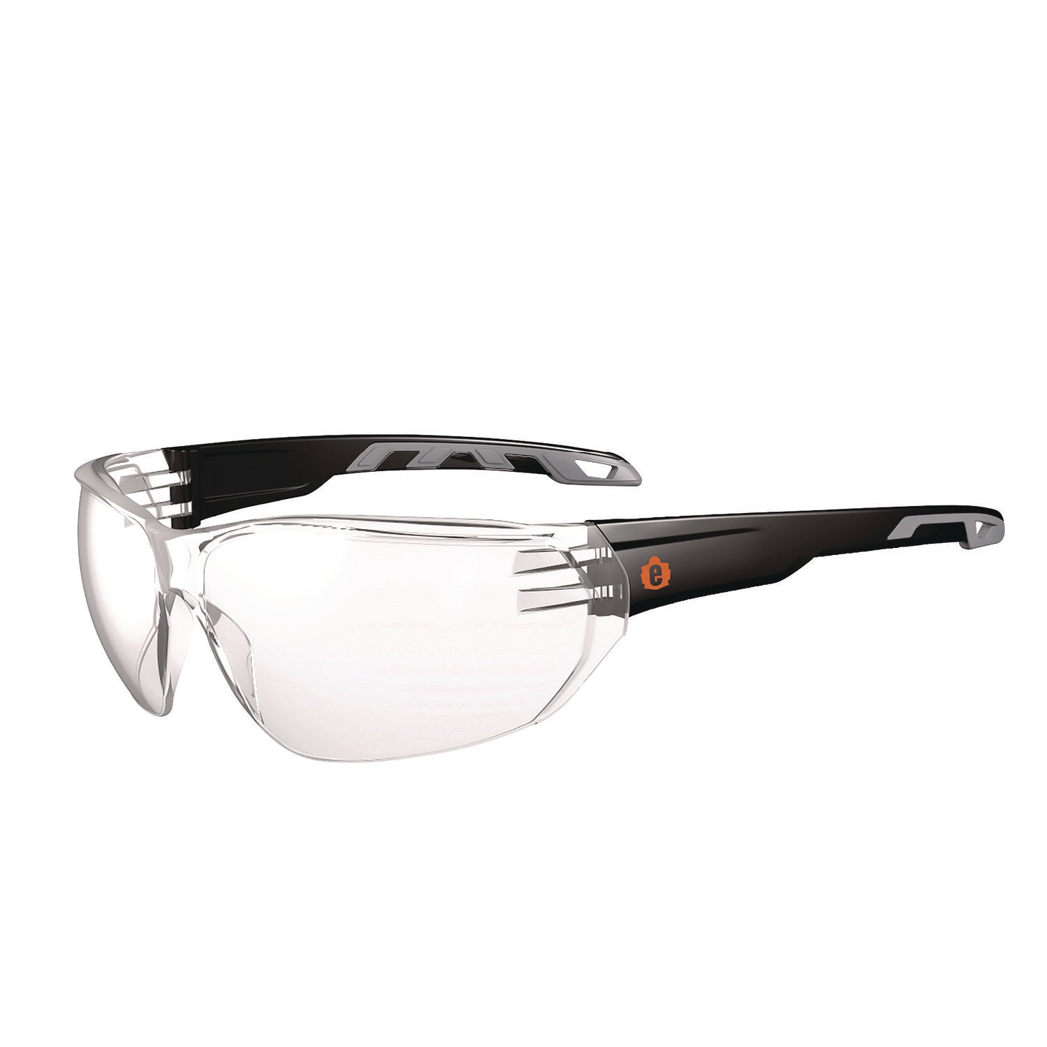 Ergodyne Skullerz VALI Anti-Scratch & Enhanced Anti-Fog Safety Glasses, Clear Lens, Matte Black Frame, Lightweight, Frameless, Non-slip, Impact Resistant, 1 Each