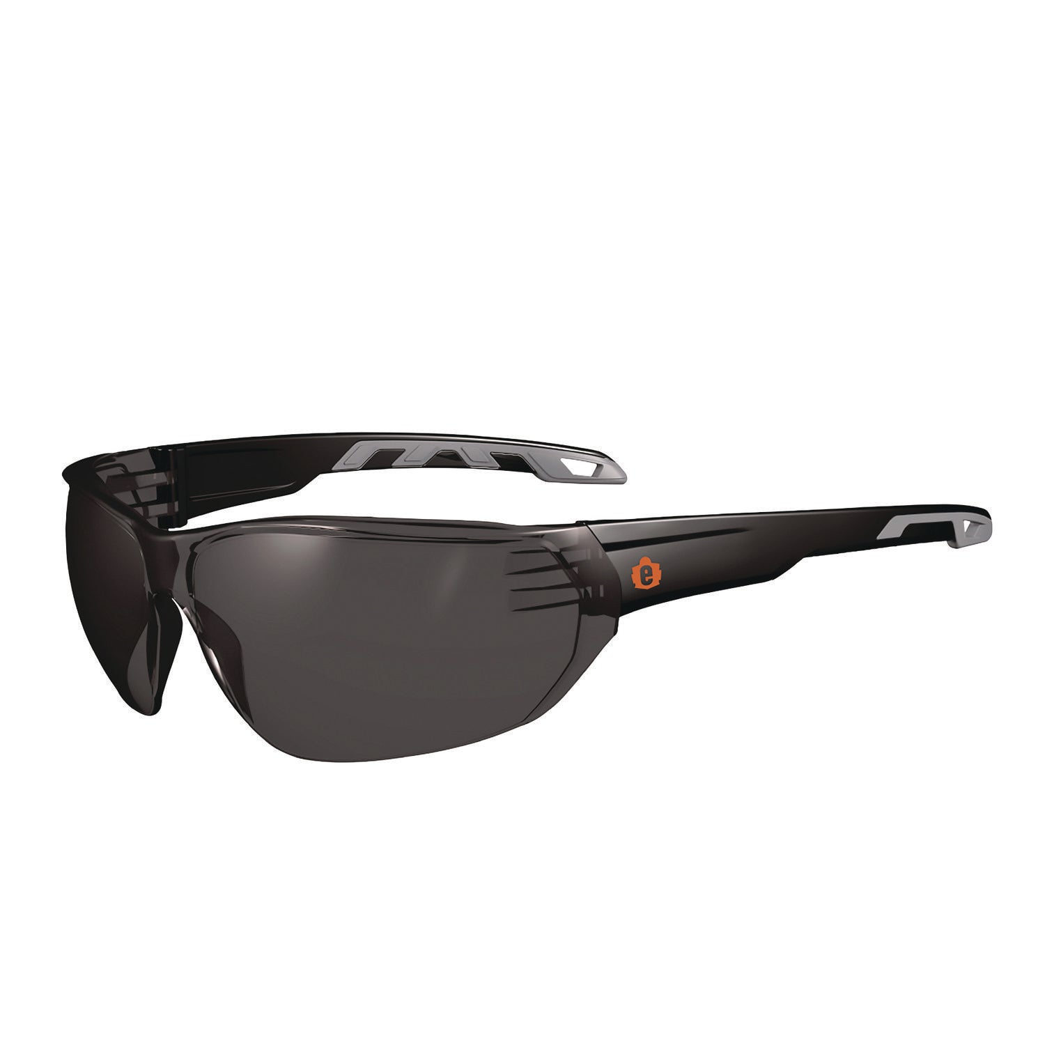 Ergodyne Skullerz VALI Anti-Scratch & Enhanced Anti-Fog Safety Glasses, Smoke Lens, Matte Black Frame, Polycarbonate/Rubber, 1 Each