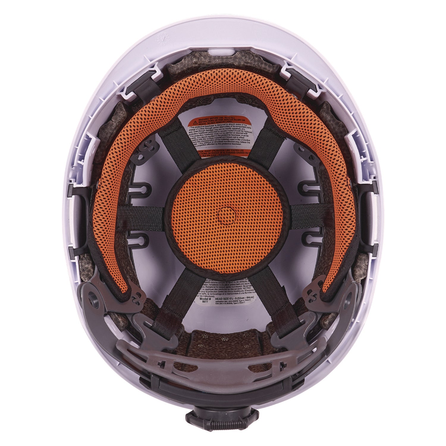 Skullerz 8977 Class C Safety Helmet with Adjustable Venting, 6-Point Rachet Suspension, White