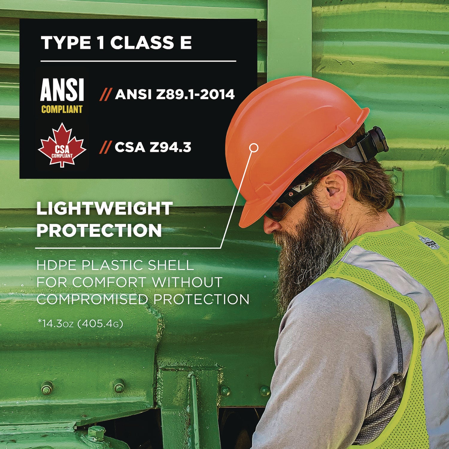 Skullerz 8967 Class E Lightweight Cap-Style Hard Hat, 6-Point Suspension, Orange