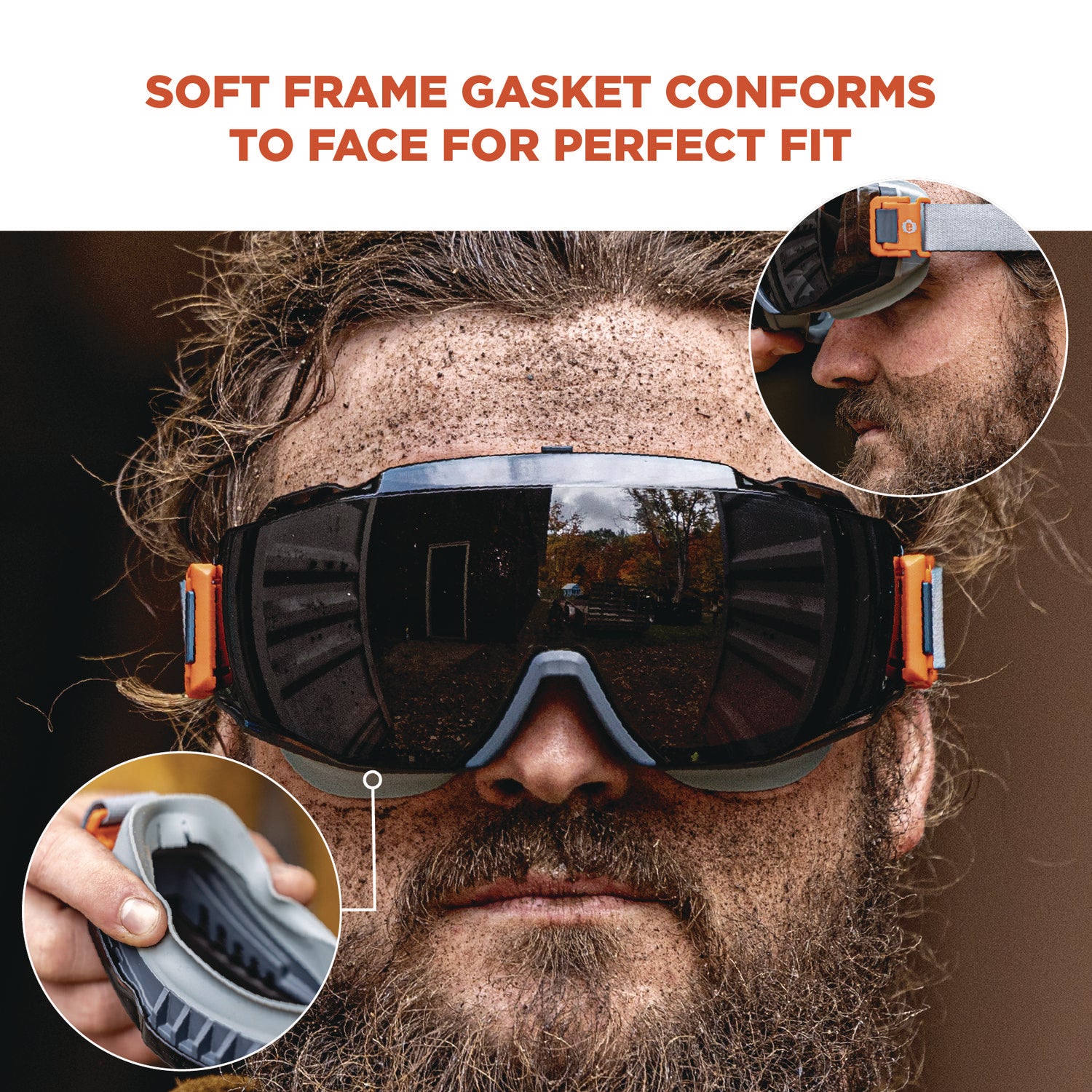 Skullerz MODI OTG Anti-Scratch and Enhanced Anti-Fog Safety Goggles with Neoprene Strap, Smoke Lens