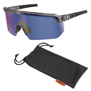 Ergodyne Aegir Enhanced Anti-Fog Safety Glasses, Blue Mirror Lens, Clear Smoke Frame, Polycarbonate/Rubber, Non-slip, Sweat Resistant, Lightweight, Impact Resistant, Adjustable Temple, Vented, 1 Each