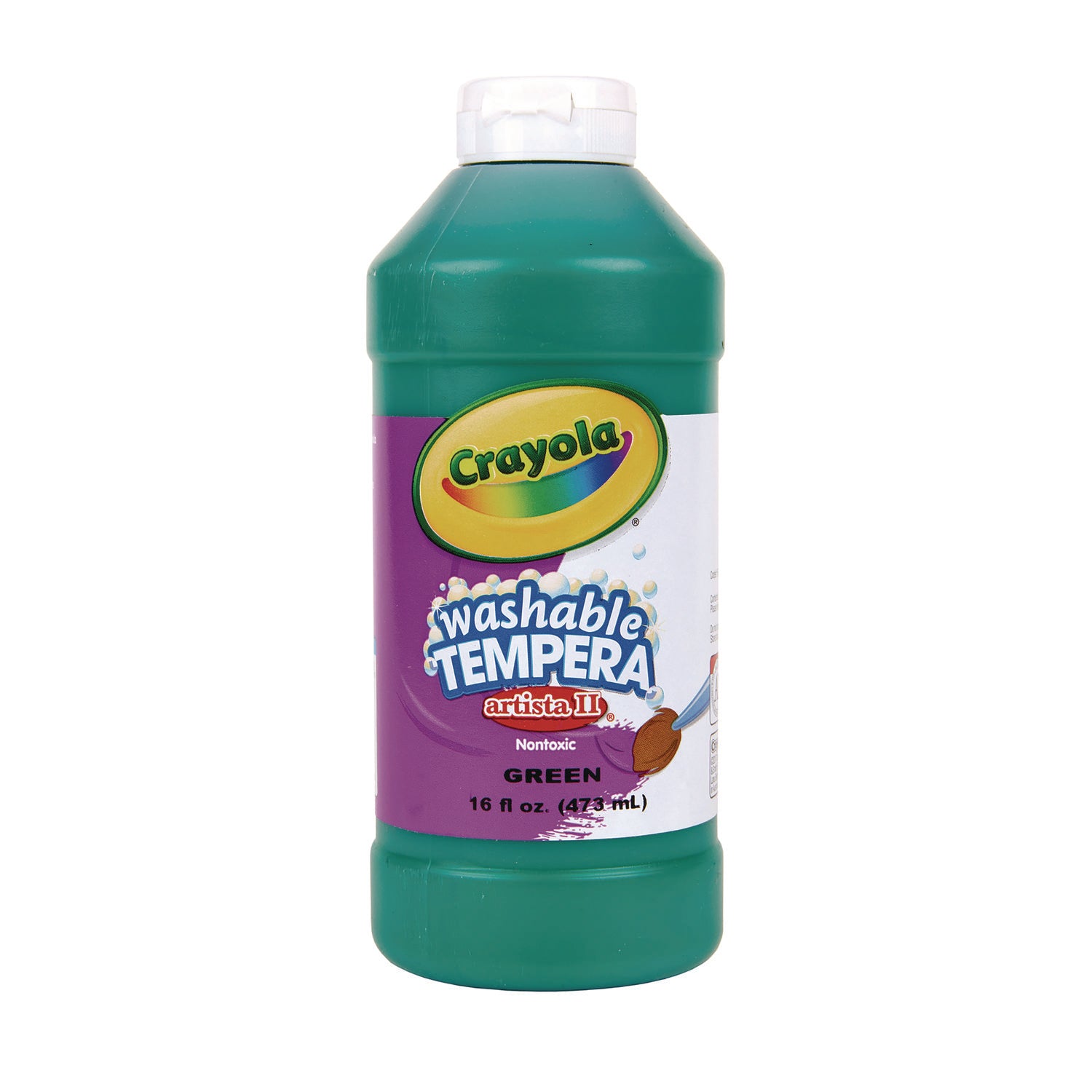 Crayola Artista II Washable Tempera Paints - 1 Color(s) - Green - 16 oz - Washable - 1 Each