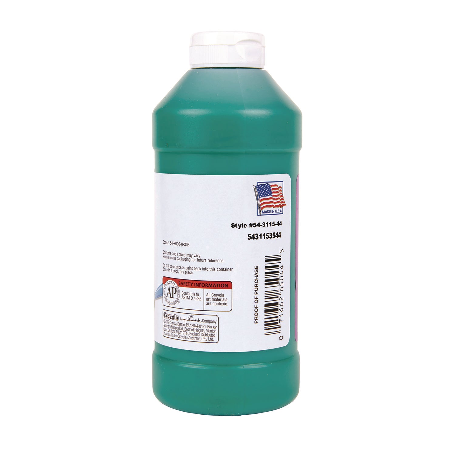 Crayola Artista II Washable Tempera Paints - 1 Color(s) - Green - 16 oz - Washable - 1 Each
