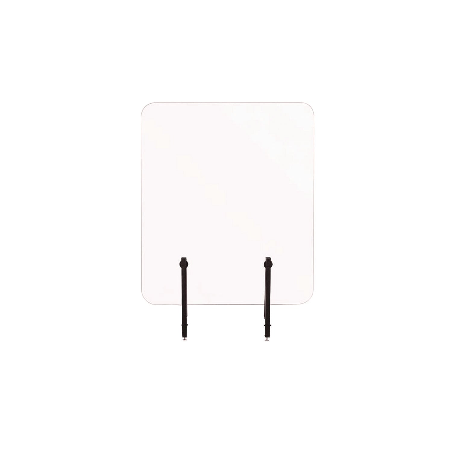 Protector Series Frameless Glass Desktop Divider, 35.4 X 0.16 X 35.4, Clear/aluminum