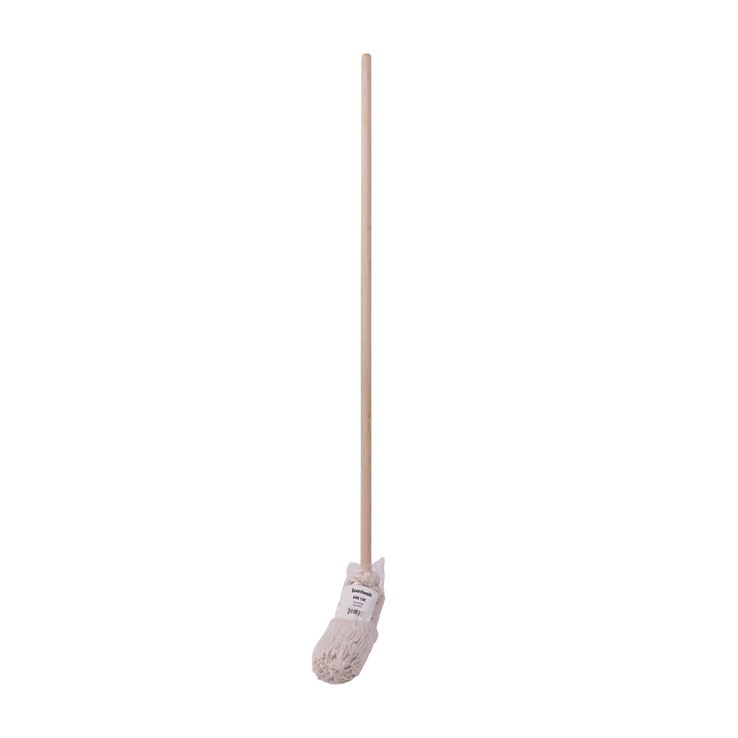 Handle/Deck Mops, #20 White Cotton Head, 54" Natural Wood Handle